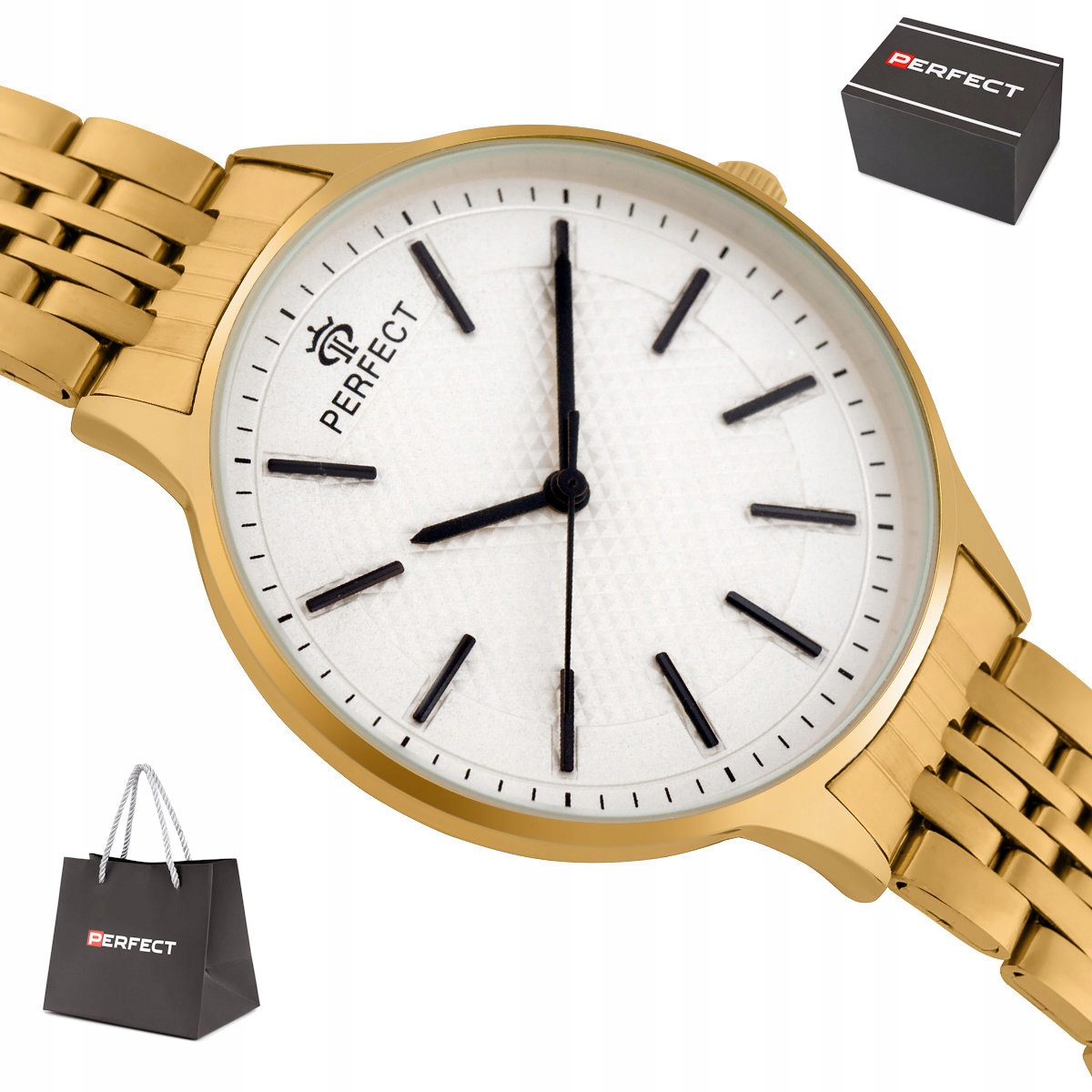 Dámské Zlaté Čitelné Hodinky Perfect Fashion S357-04 36 mm