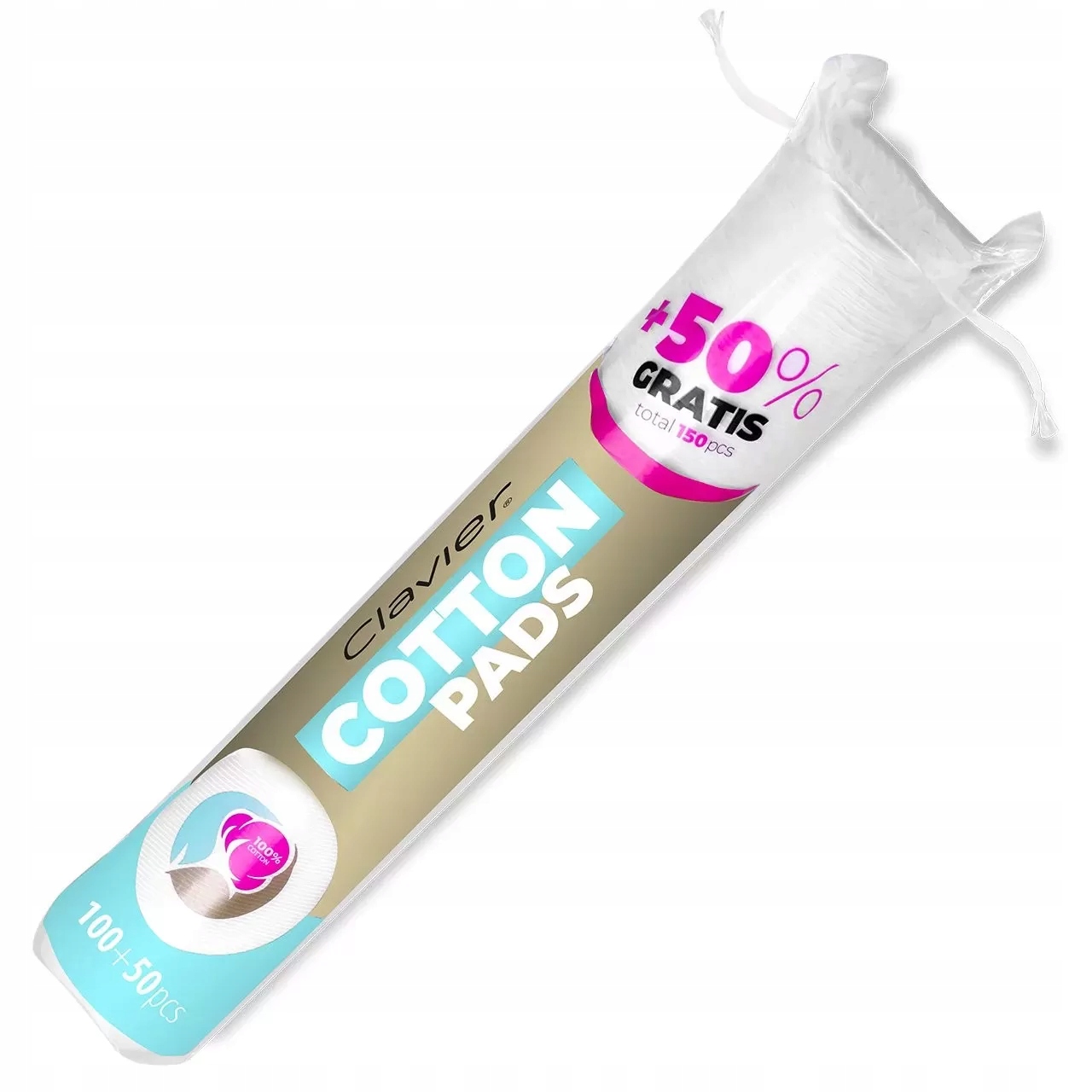 Clavier płatki kosmetyczne do twarzy 150 szt. Cotton Pads bawełniane