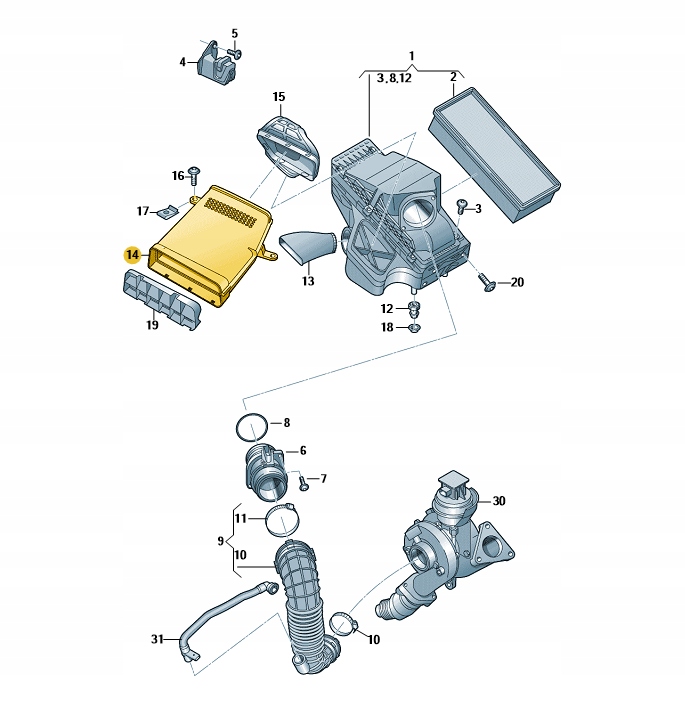RURA PRZEWÓD WLOT POWIETRZA DOLOT ŁAPACZ AUDI Q5 Producent części Audi OE