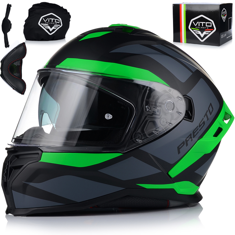 Motocyklová Přilba Vito Presto Pánský Matt System Pinlock Blenda Ece 06