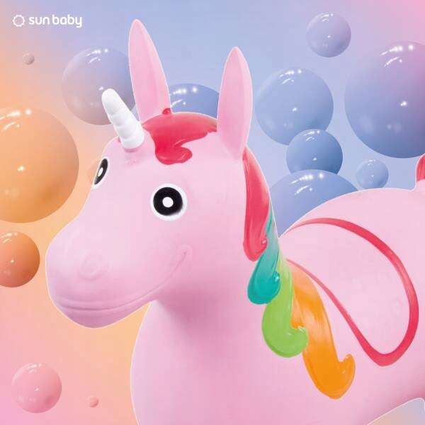 Skoczek gumowy dla dzieci JEDNOROŻEC 60 cm różowy do skakania z pompką Marka Sun Baby