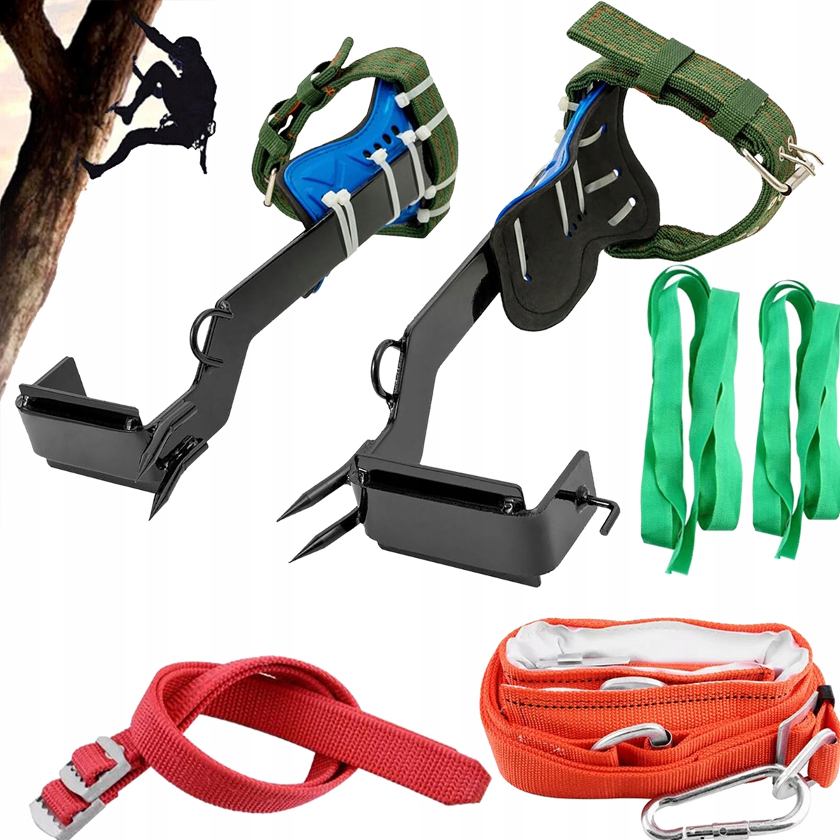 Zestaw raków leśnych do wspinaczki po drzewach z pasem bezpieczeństwa