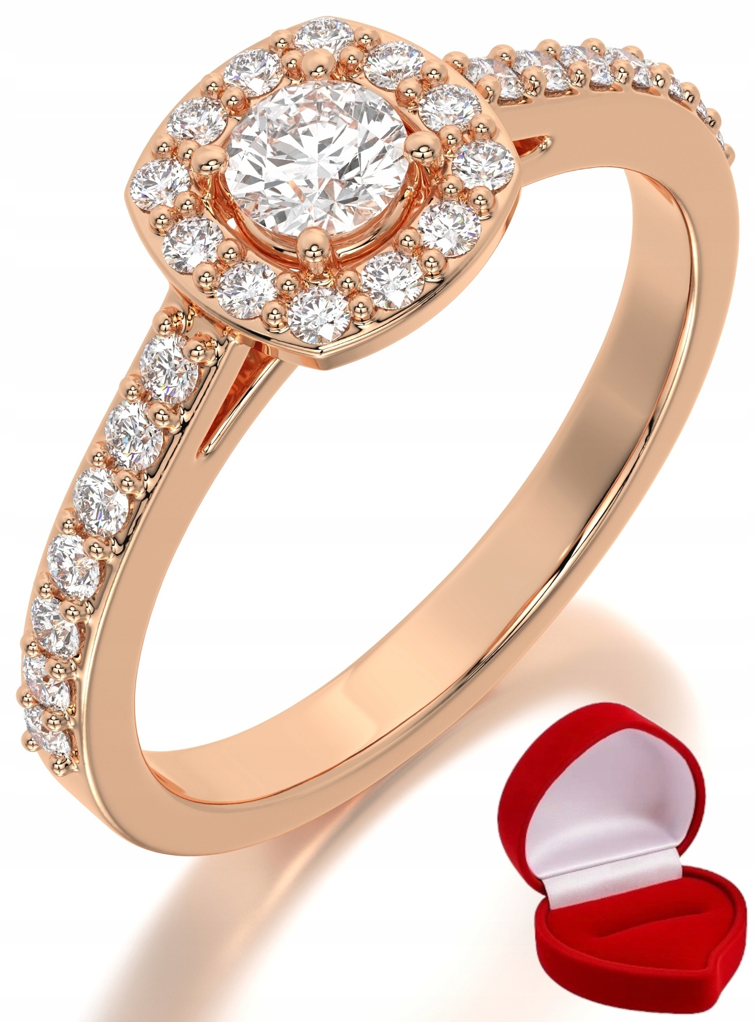 Zlatý Prstýnek 585 14k Brylant Lab 0,19 ct Růžové Zlato R28