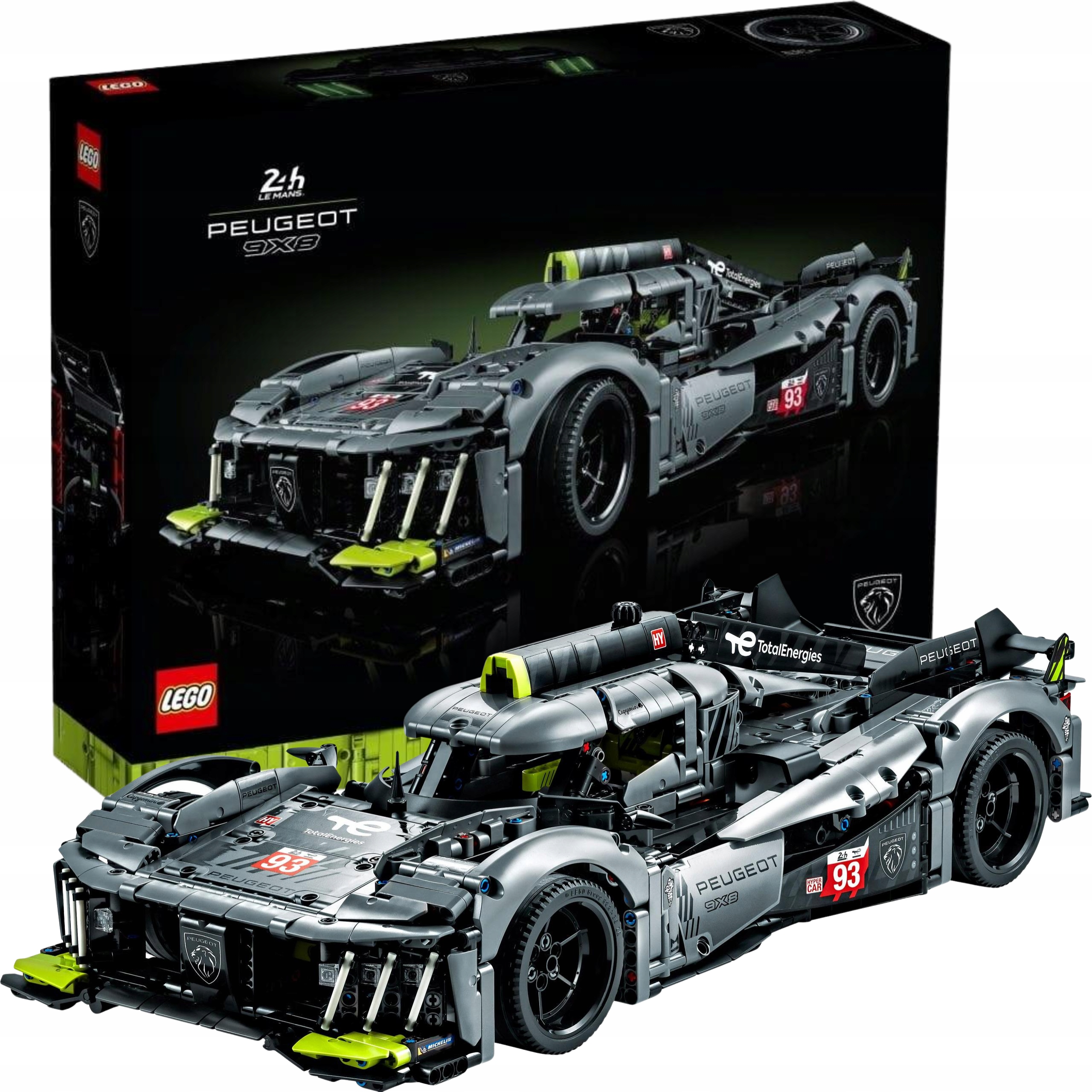 Lego Technic Zestaw XXL 1775e Duży 42156 Peugeot 9X8 Mans Hybrid Samochód