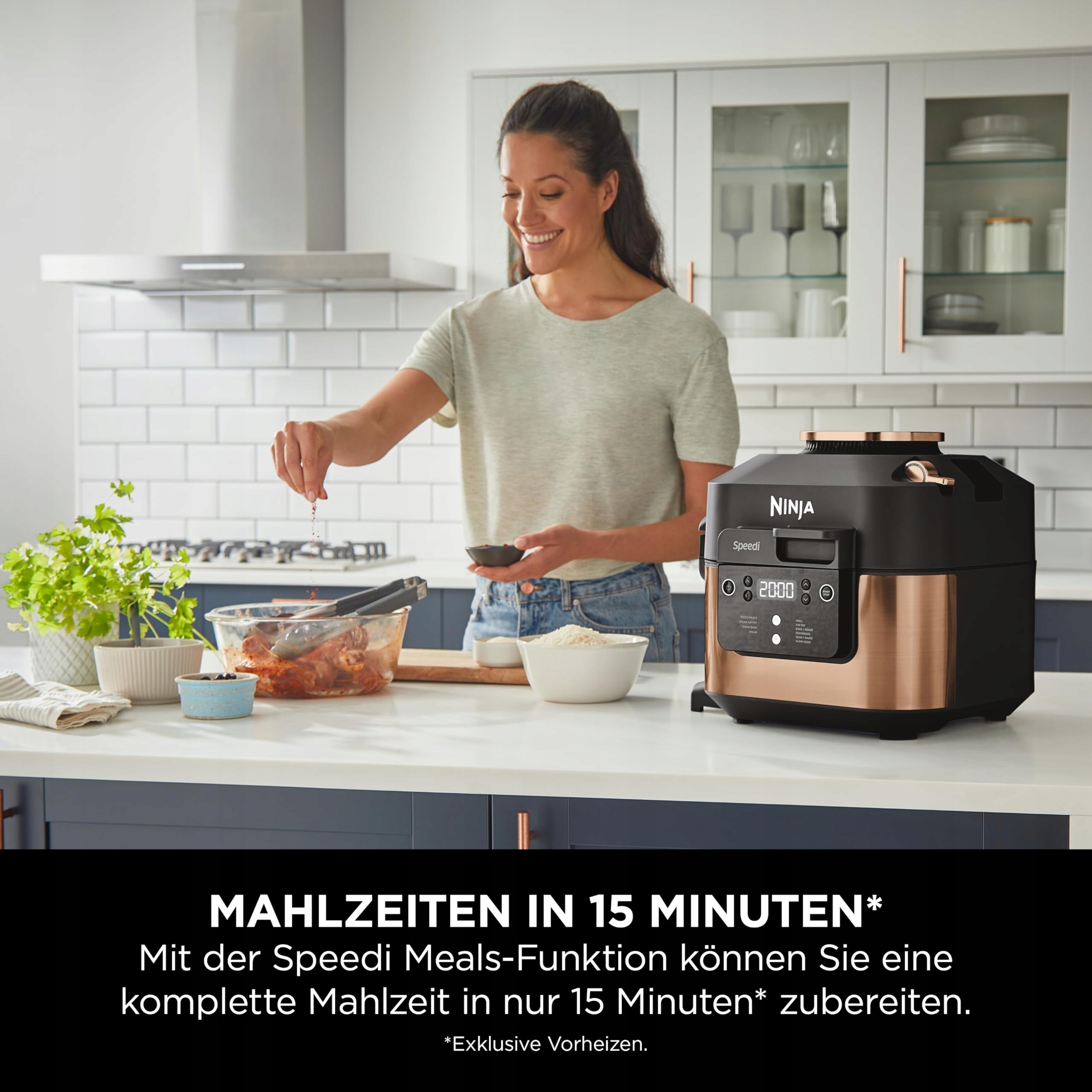 NINJA Speedi Multicooker 5.7L 10-in-1 Fryer Slow Cooker Grill Black Copper — miniatura 3