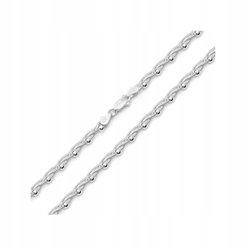 Fantazijní copánkový náhrdelník s kuličkami 45 cm Stříbro925