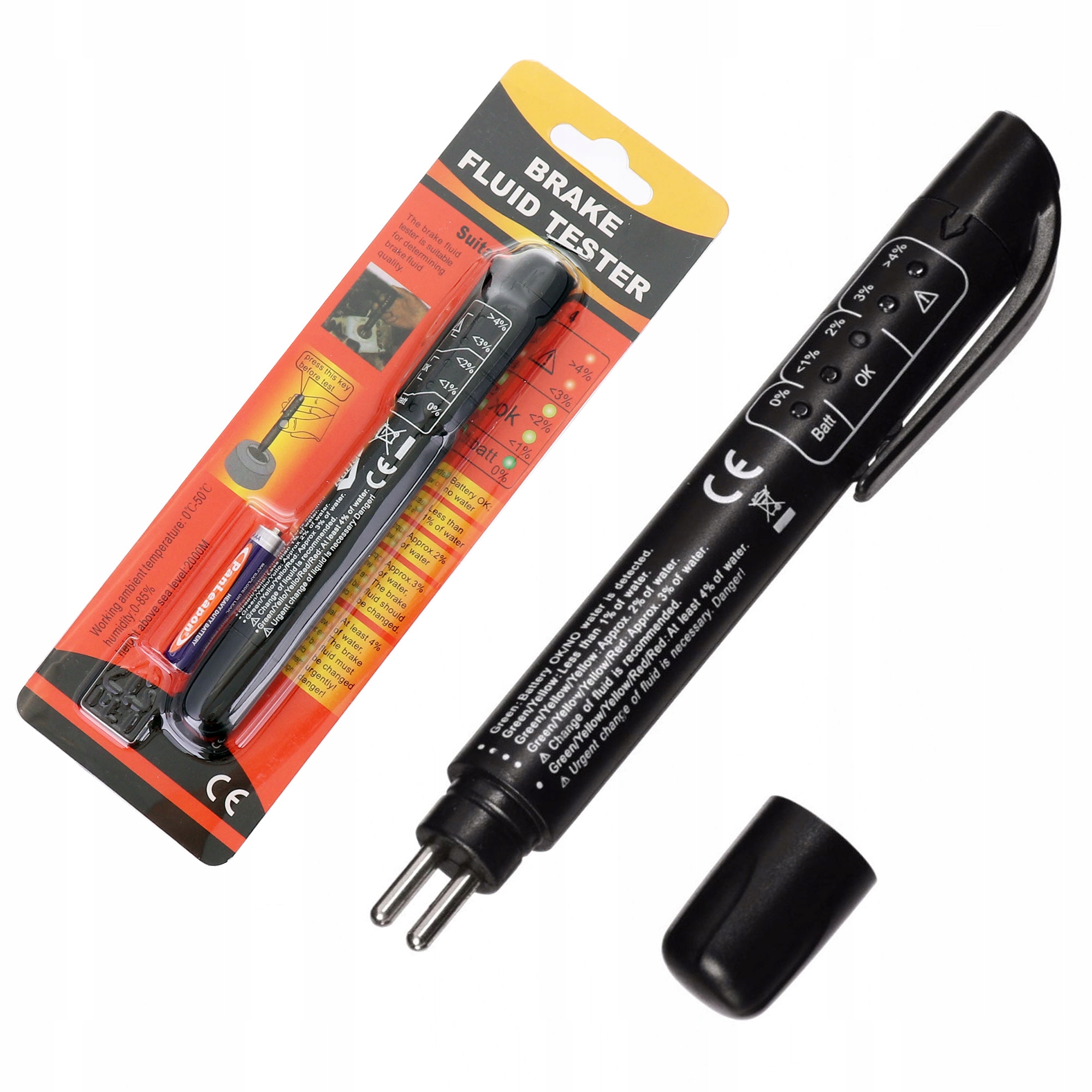 Tester płynu hamulcowego 5-diodowy Led DOT3/4/5.1 Szybki pomiar <1.5 % H2O