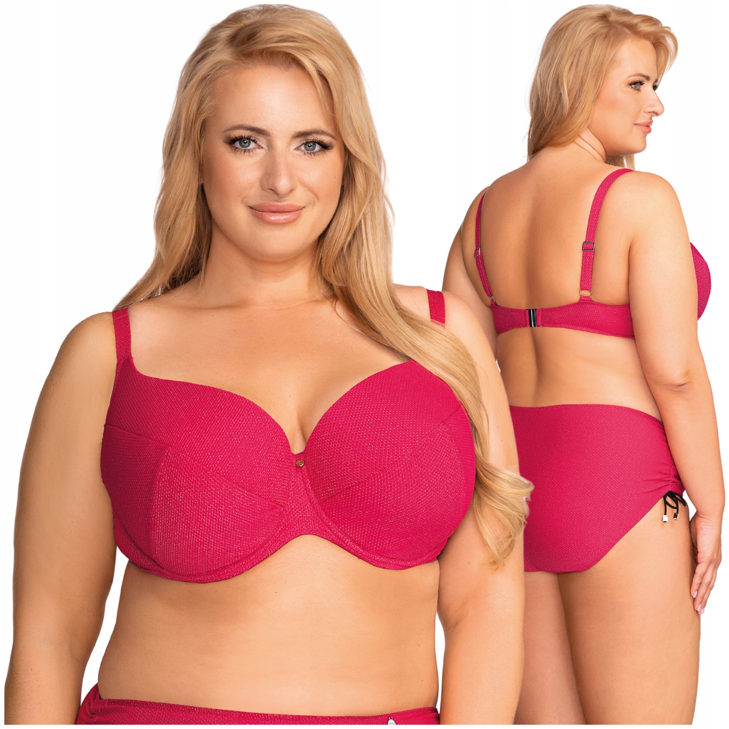 Plavková podprsenka vyztužená malinová lesklá Nessa Aloa padded 80D