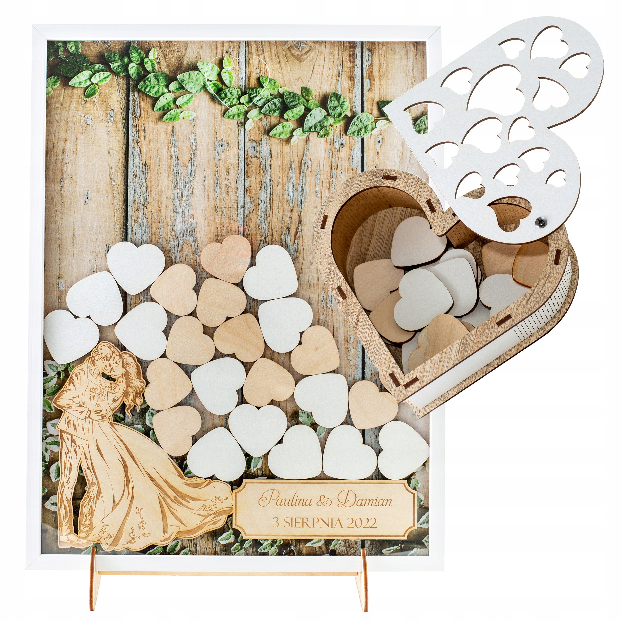 KSIĘGA GOŚCI WESELNYCH NA ŚLUB WESELE PERSONALIZOWANA DREWNIANA PAMIĄTKA