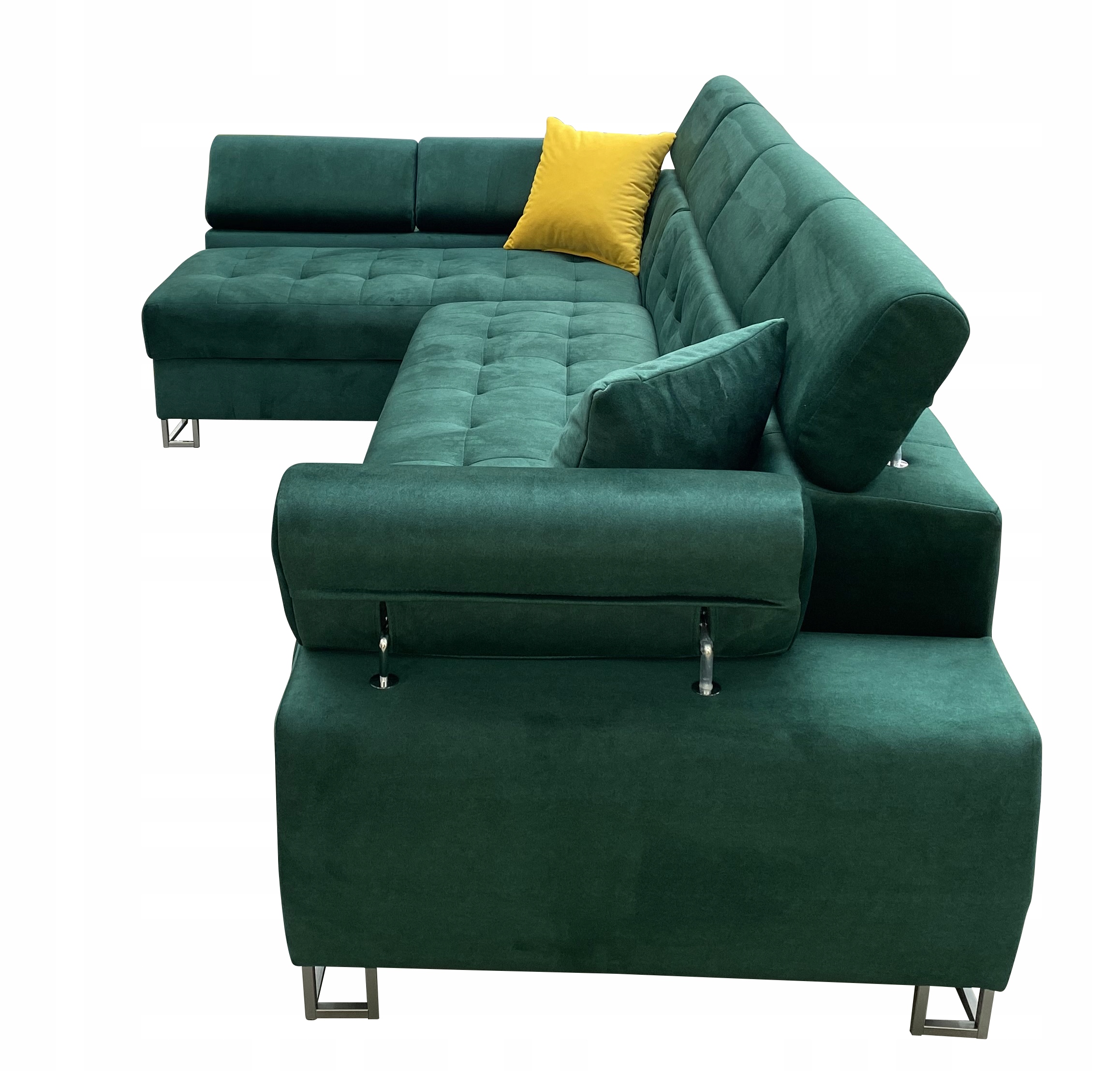 NAROŻNIK ASLAN 3 RUCHOME ZAGŁÓWKI ROZKŁADANY NOGA METAL Szerokość mebla 326 cm