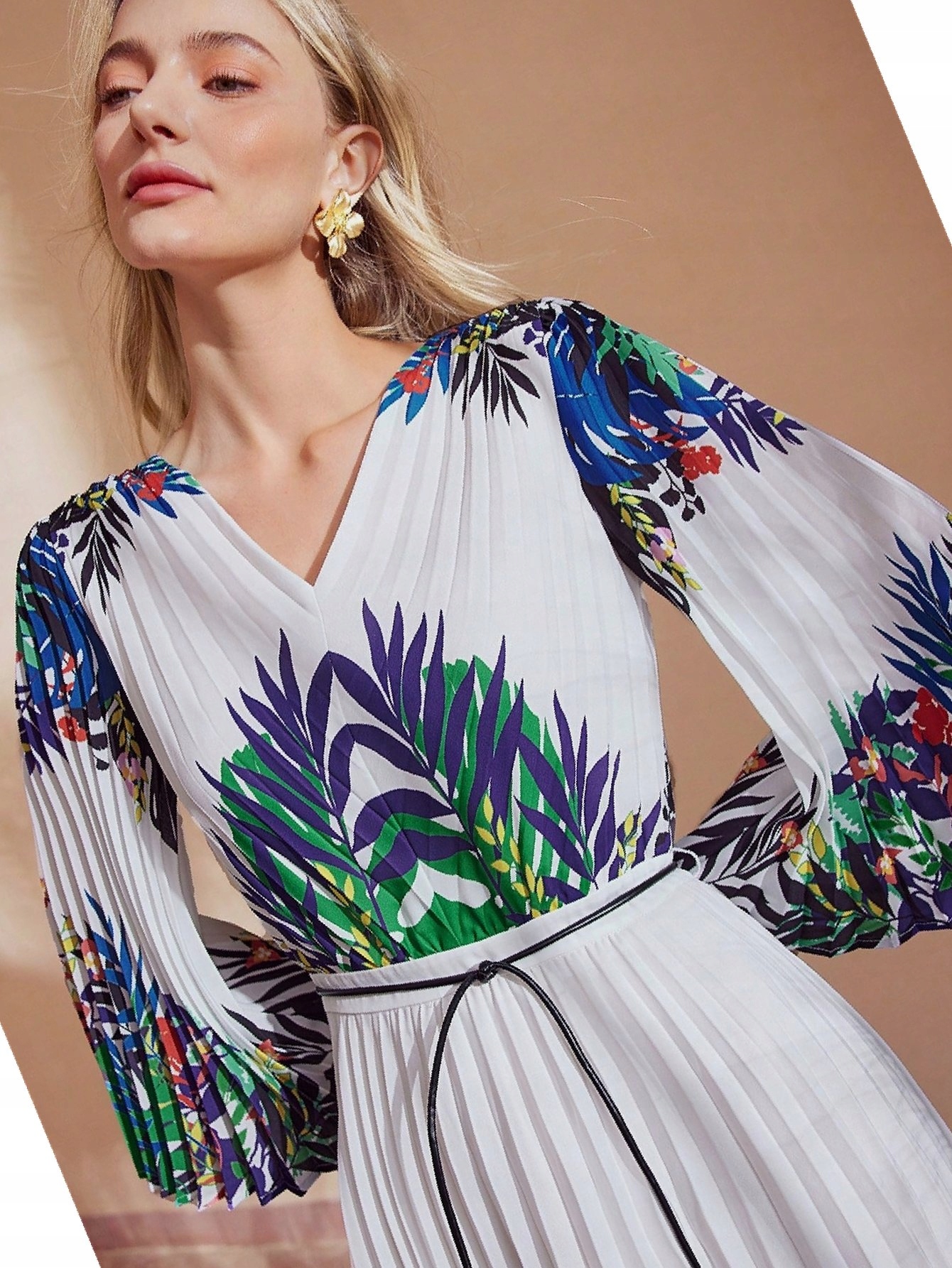 Šaty Plisovaná s květinami Premium Motf Boho Maxi M 38