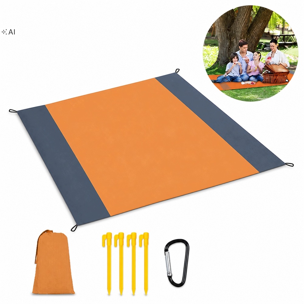 Koc Piknikowy Plażowy Duża Mata Plażowa 200x210cm Biwak Wodoodporny Śledzie