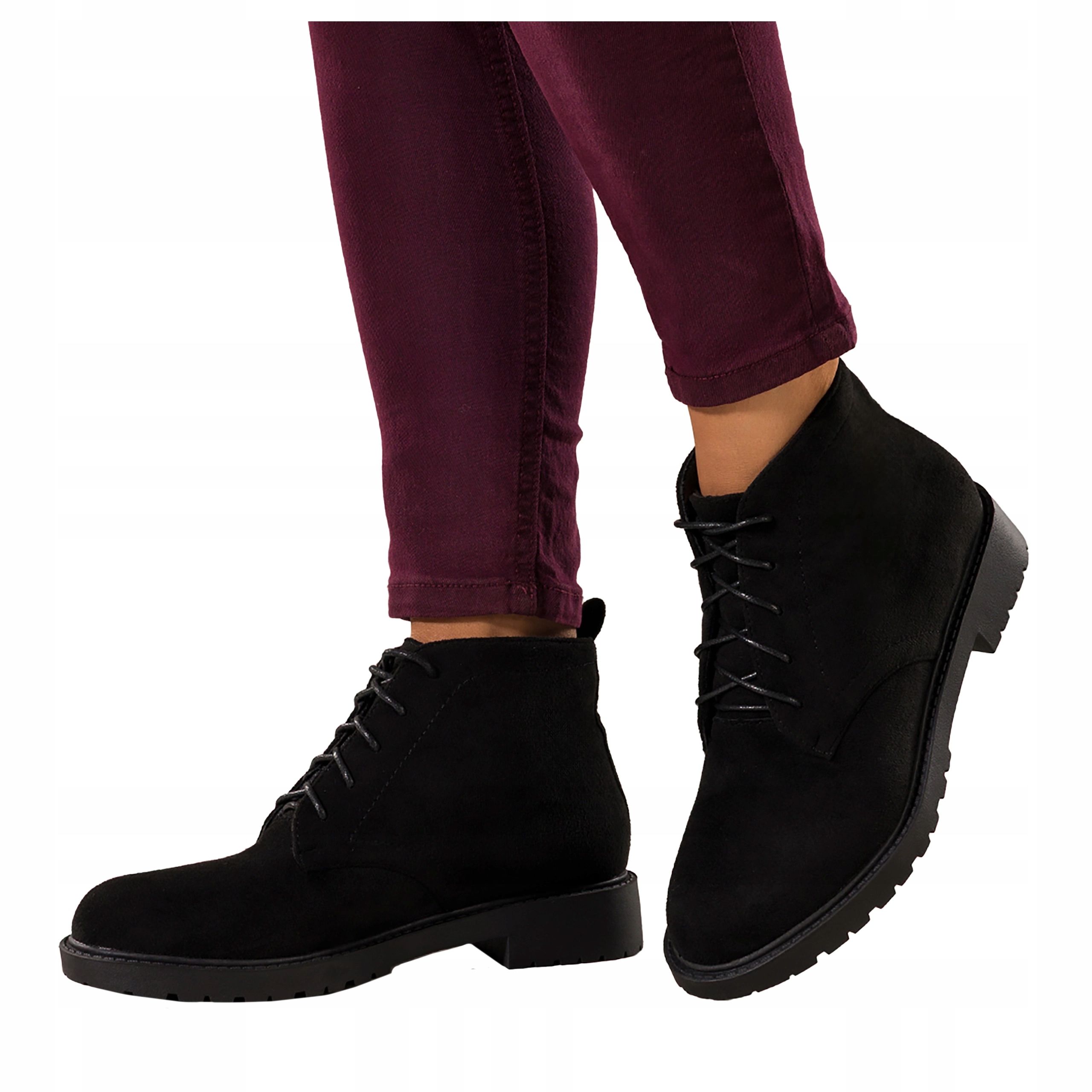 Černé Dámské Kotníkové Boty Zlacená podrážka Pohodlné Šněrování Semišové vel. 38