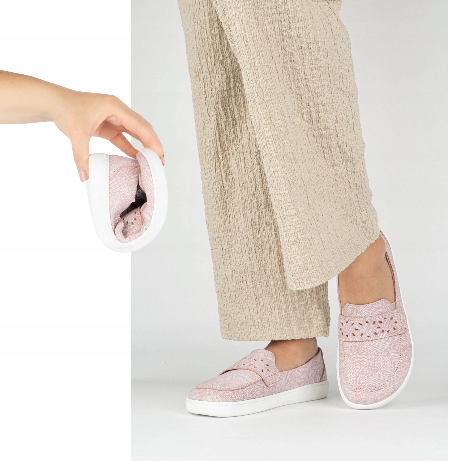 Dámské barefootové mokasíny Inga na široké chodidlo s růžovými květy 37