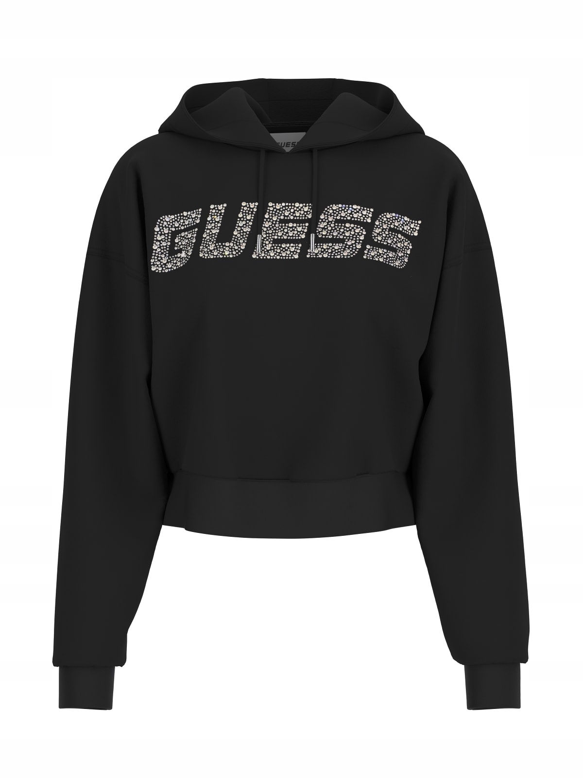 Guess dámská oversize mikina krátká do pasu s kapucí černá L