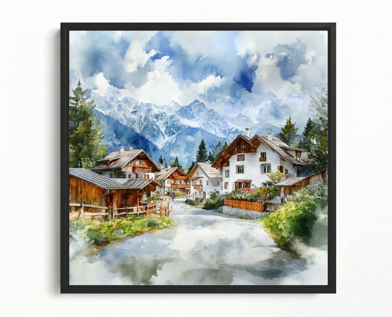 Rám Na Obraz Americká Krabička Krajina Pohlednice Alpy Město Hory Vesnice 50x50