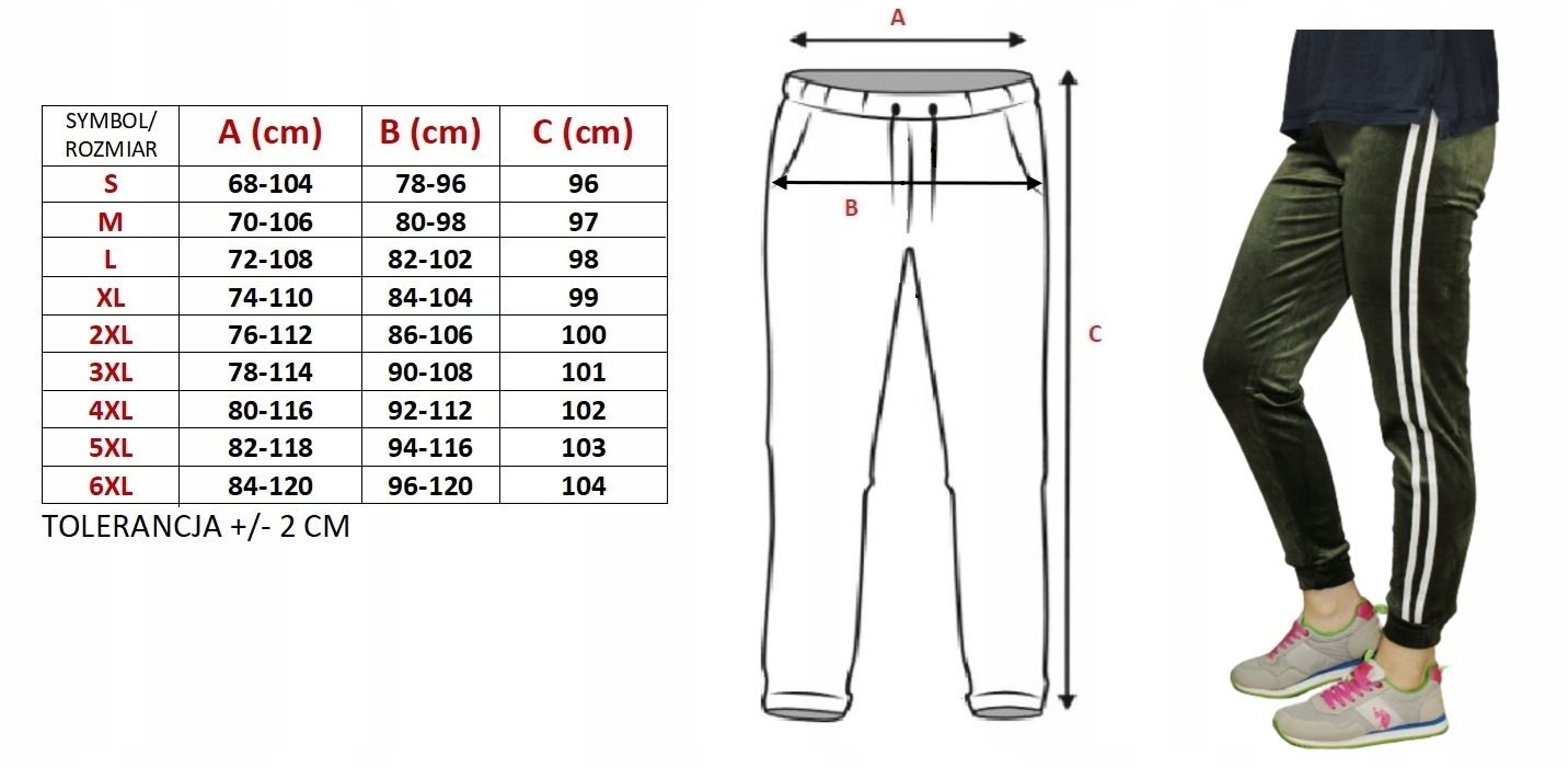 WYGODNE WELUROWE SPODNIE * WYPRZEDAŻ * DRESOWE DAMSKIE 2 PASKI ROZMIAR 3XL Długość nogawki długa