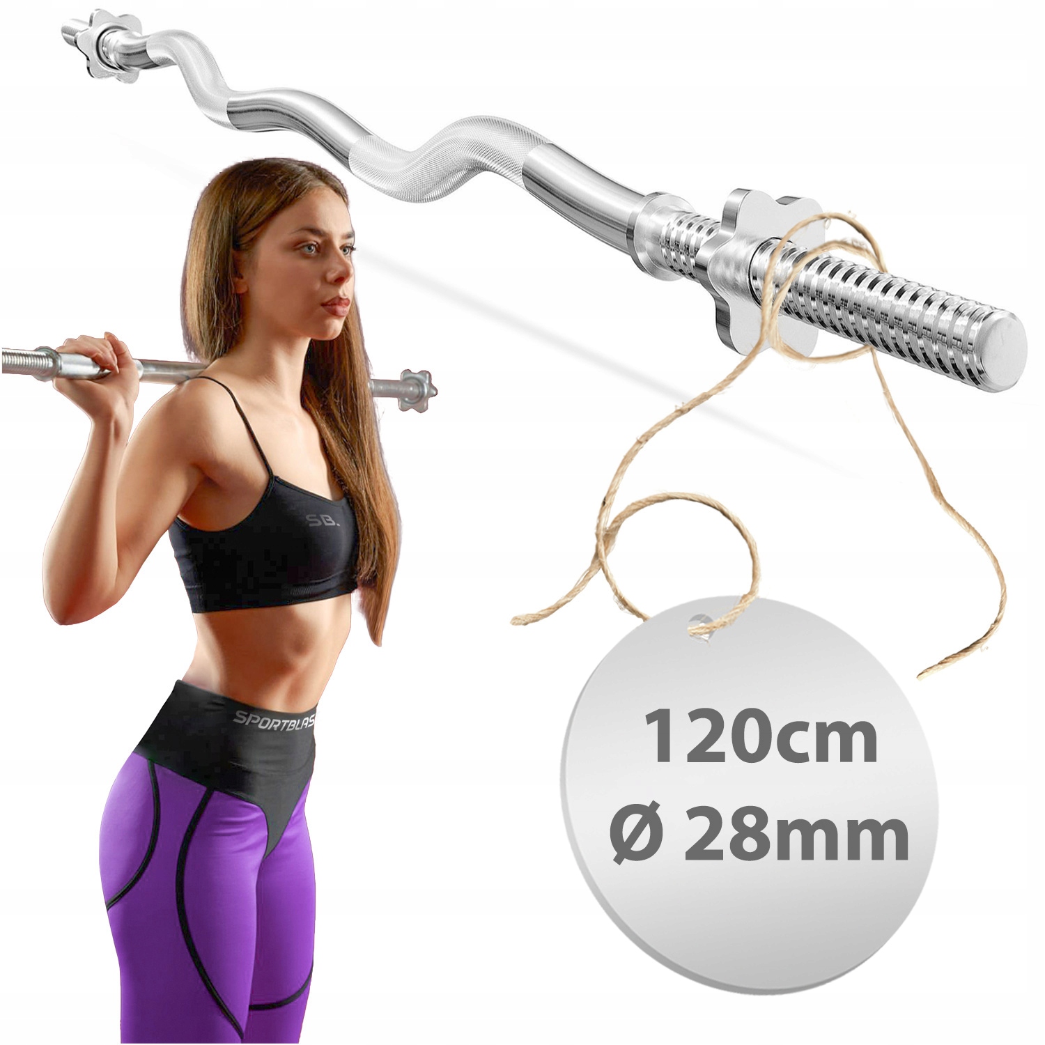 Gryf lekko łamany 120CM 28MM sztanga stalowy sztanga zaciski pełny fitness