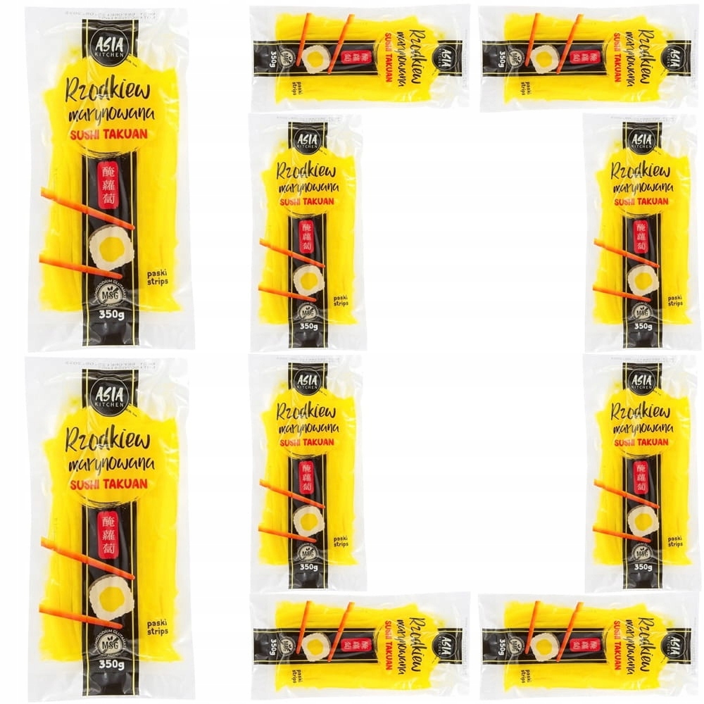 10x Żółta Rzodkiew Do Sushi Radish Oshinko Takuan Daikon Cięta Krojona 350g