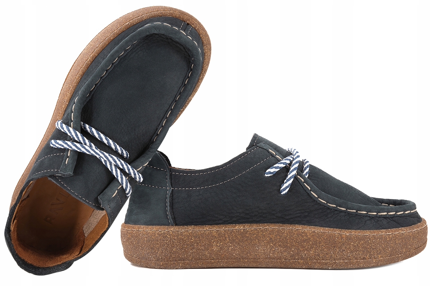 Ravini 241094 Dámské Kožené Polobotky Nubuk, tmavě modrá, velikost 38