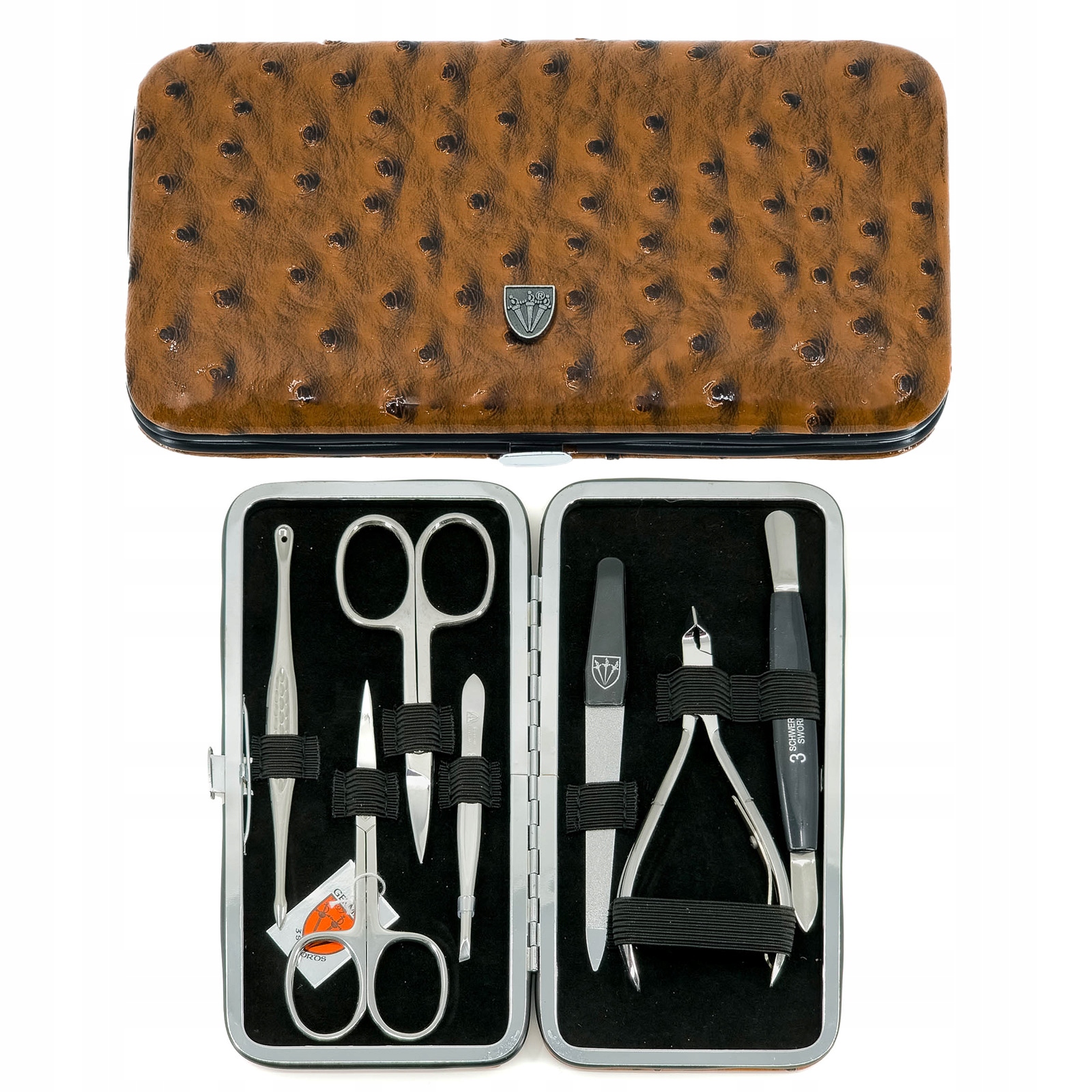 Sada na manikúru 7 nástrojů na nehty. Hnědé pouzdro Kellermann Solingen