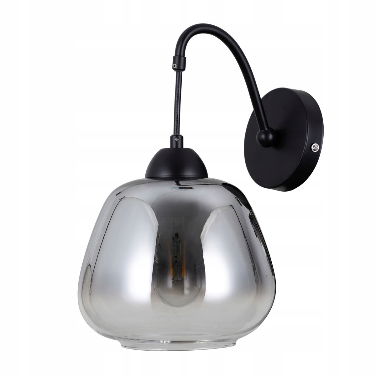 Nástěnná lampa Felis Černá Moderní E27 Sklo Kouřové Italux