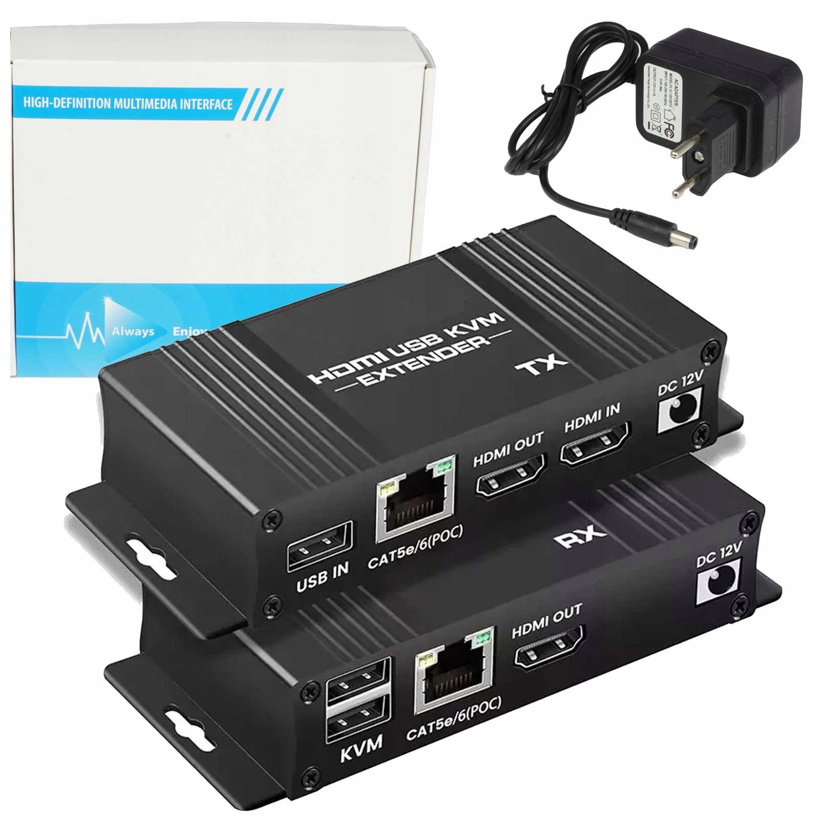 Zesilovač signálu Hdmi převodník extender Usb Kvm na Lan RJ-45 60 m 1080p