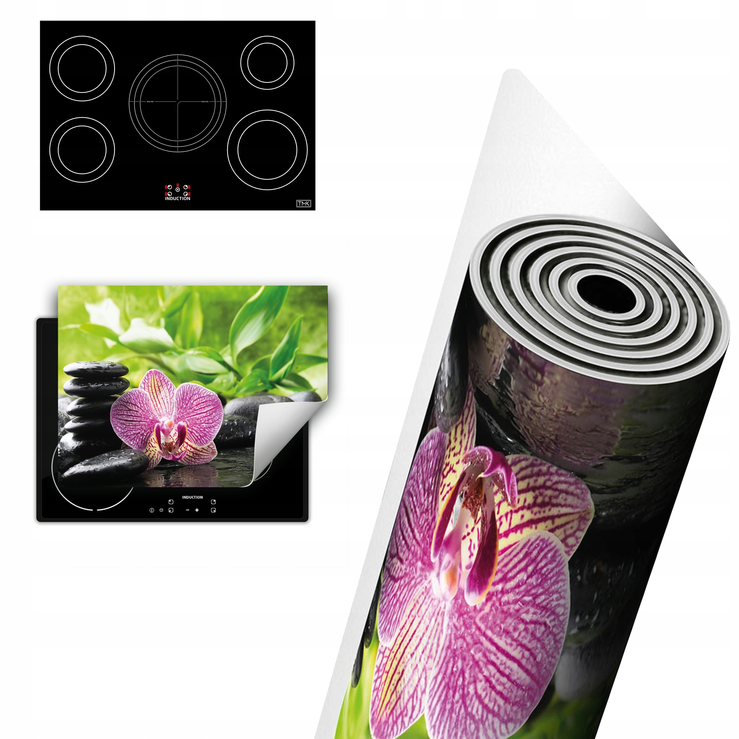 Vinylová Ochrana Na Indukci Deska 80x52 zelená orchidej