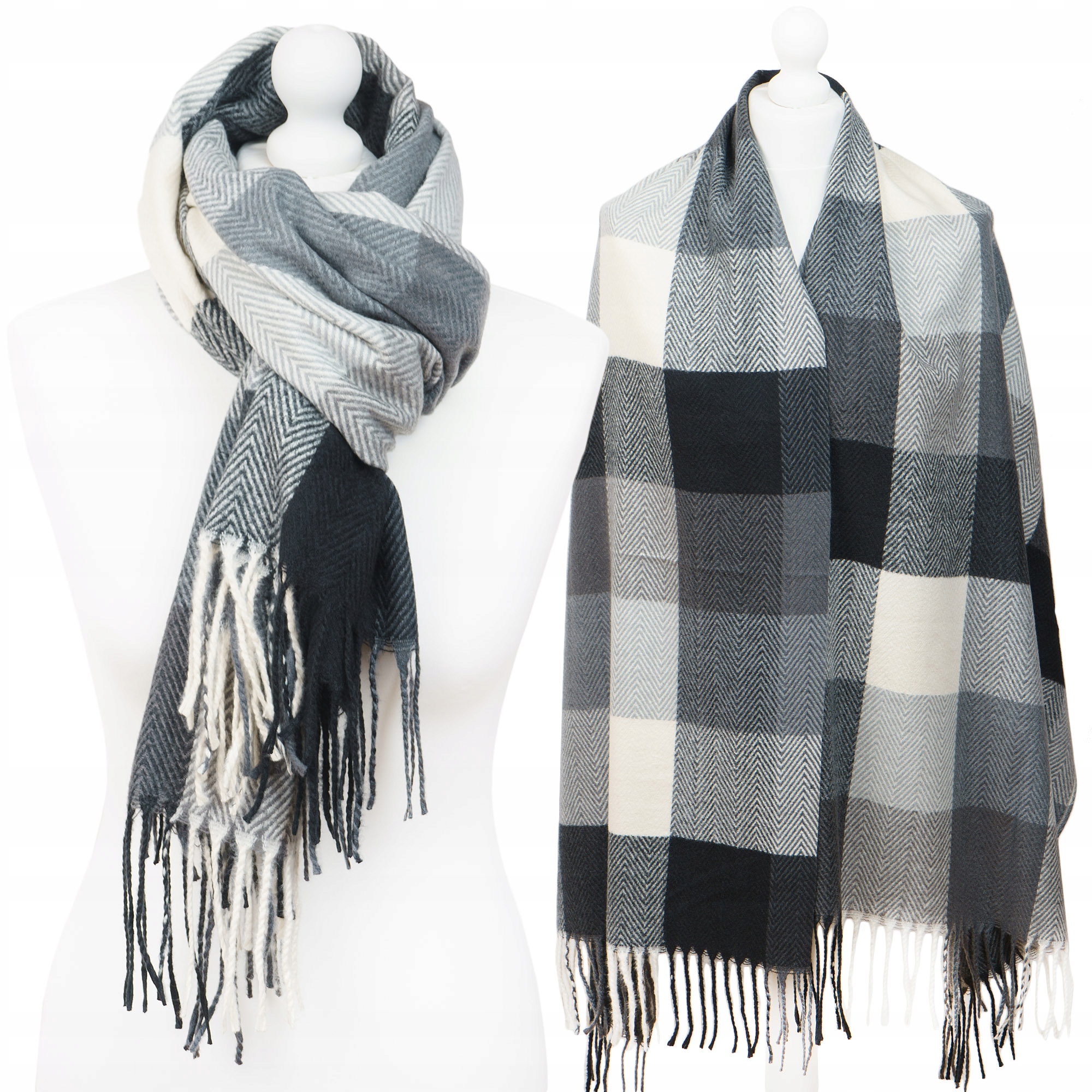 

Duży Piękny Ciepły Szal Szalik Kaszmirowy W Kratkę