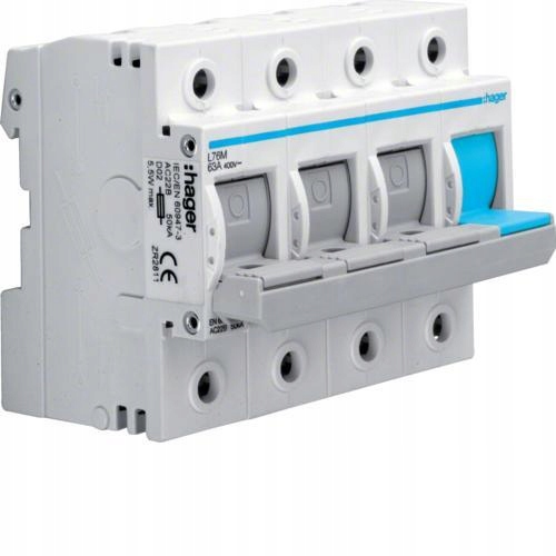 Horizontální pojistkový odpojovač D02 3P+N 63A 400V L76M