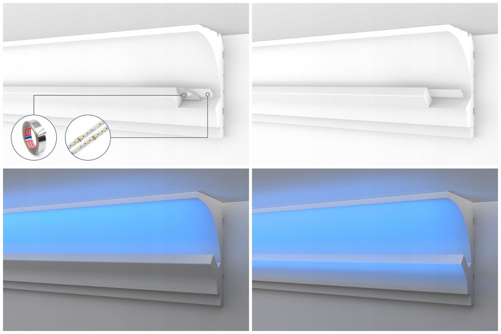 HEXIMO LED 2w1 Listwa przysufitowa profil oświetleniowy - 1,7m HLED-19 Marka bez marki