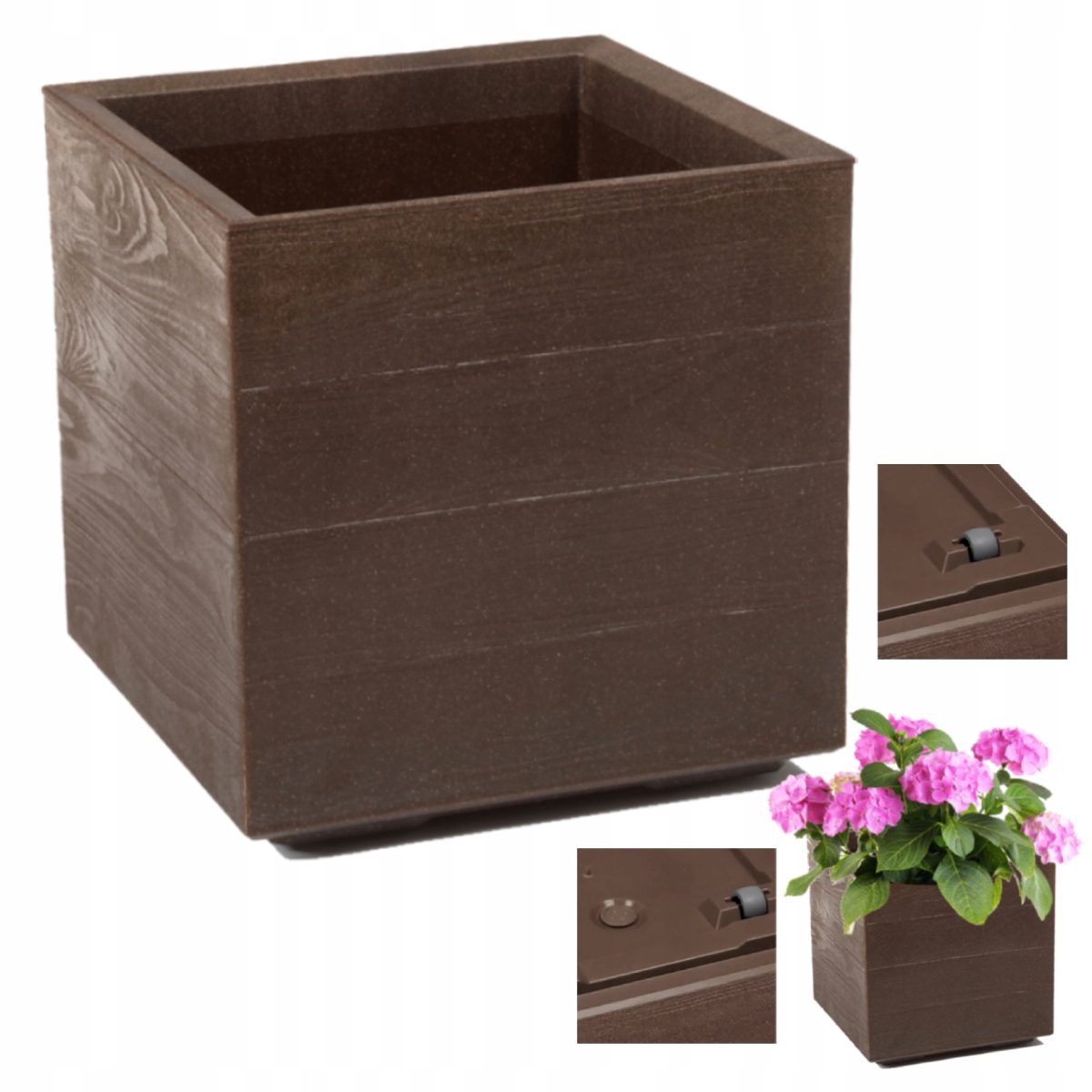 Doniczka na kółkach Karo Eco Coffee 40x40 Espresso