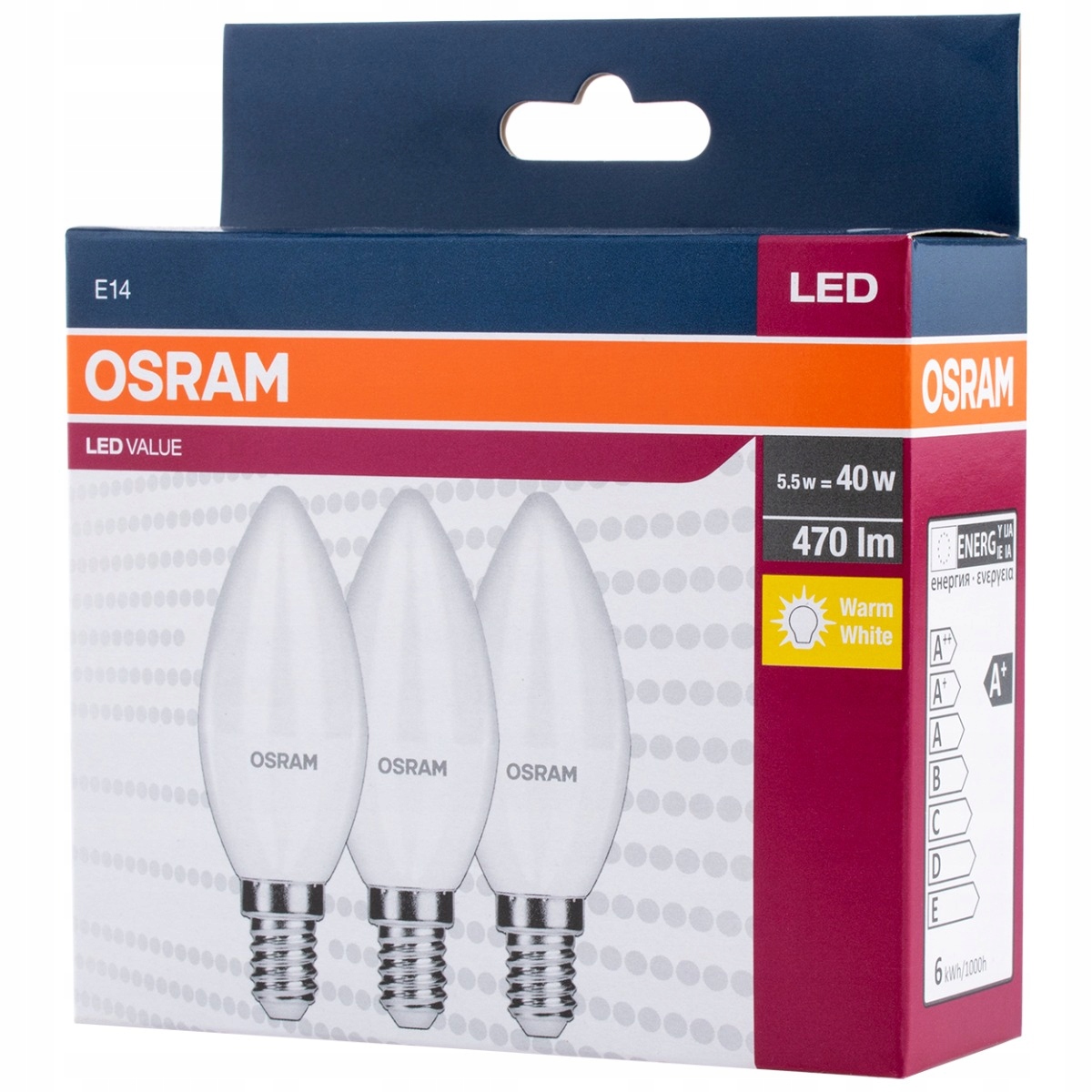 

Żarówka Led Świeca E14 5,5W 40W 2700K Osram 3-PAK