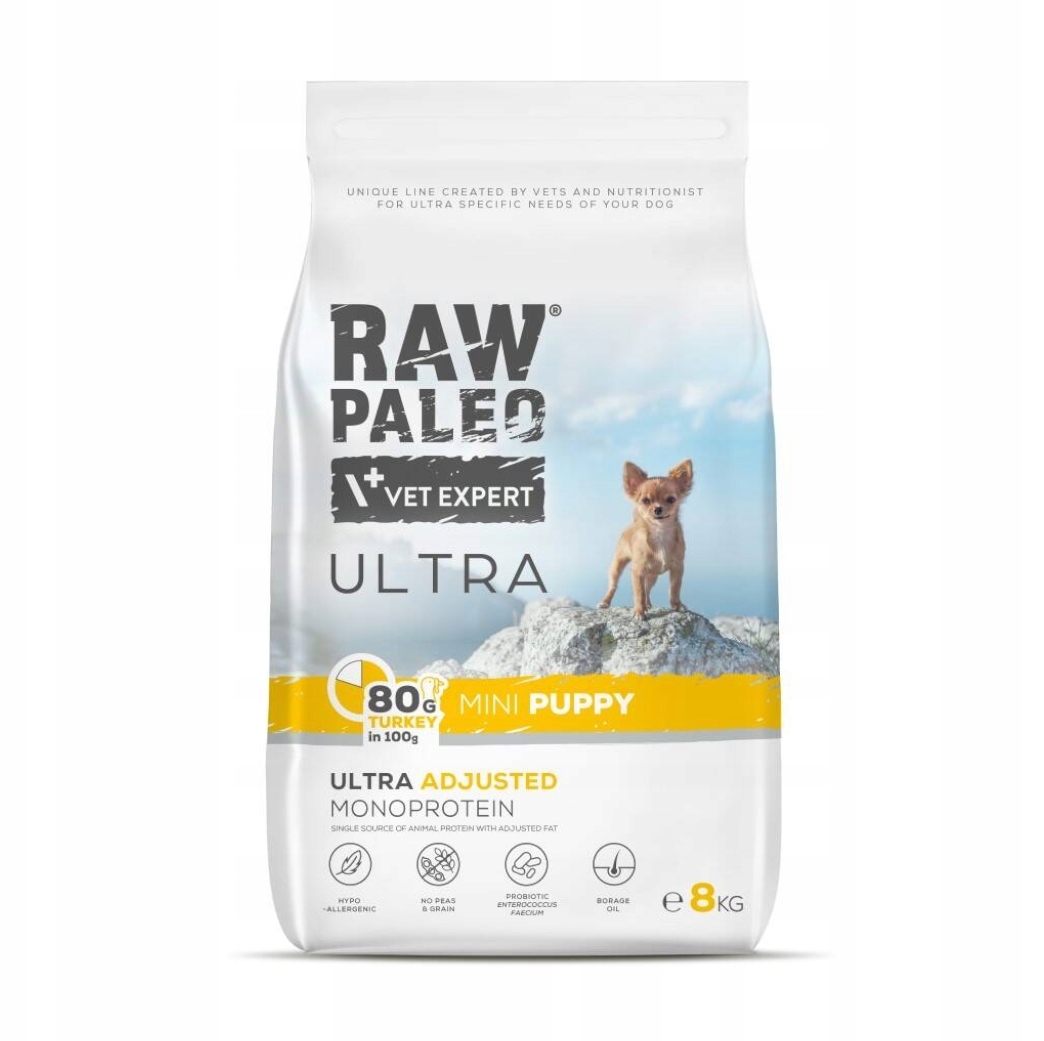 Raw Paleo Ultra Mini Puppy Turkey 8kg Indyk dla szczeniąt %