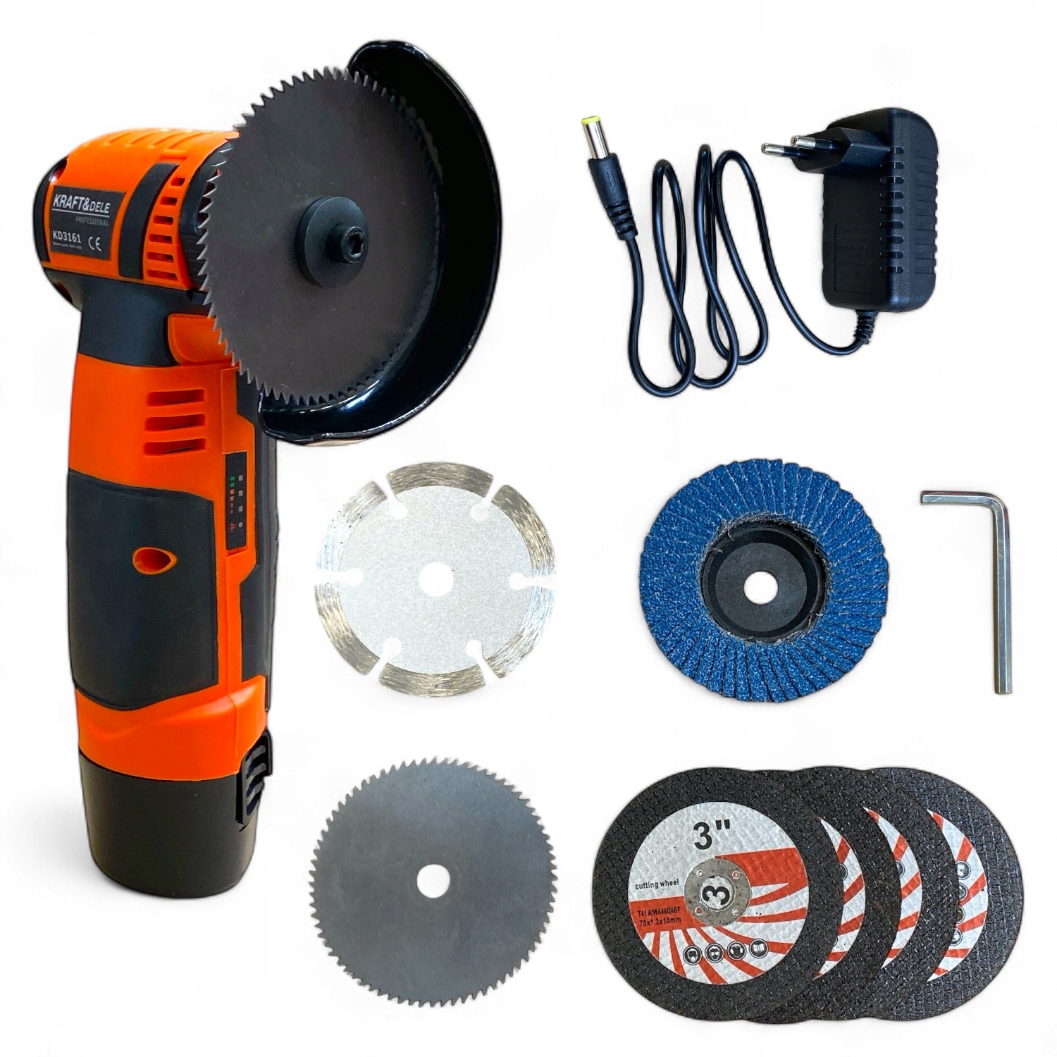 Úhlová Bruska Akumulátorová 1500 mAh Baterie 2x12V 7 Kotouč Kraft&Dele