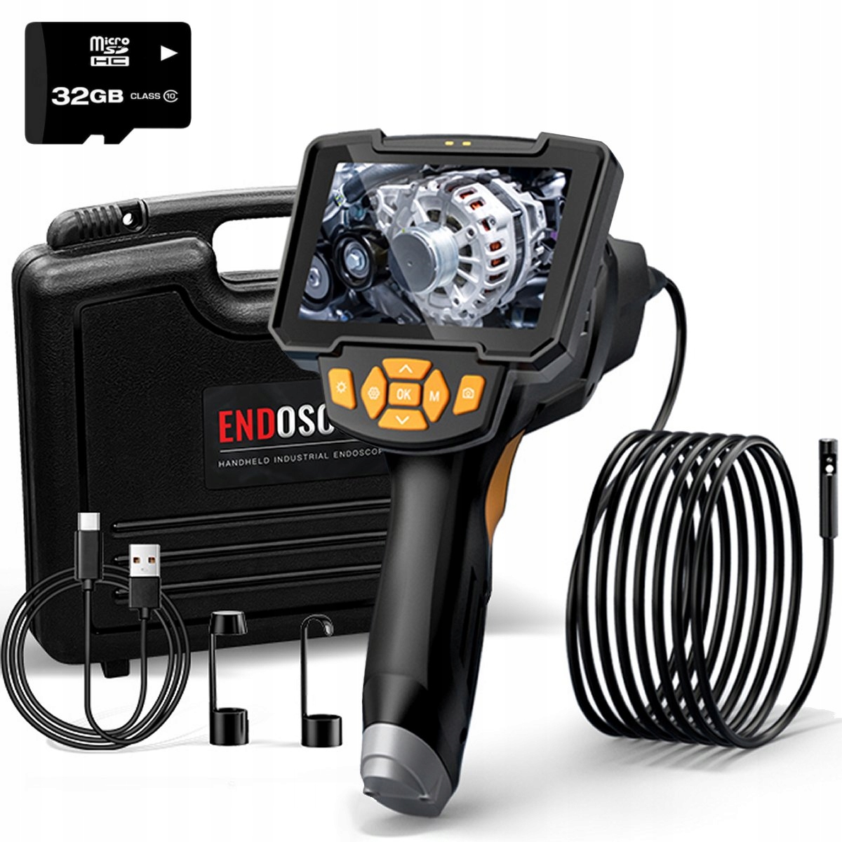 Endoskopová Inšpekčná Kamera 4.3" Hd Duo 32GB 8LED IP67 5m Kufor
