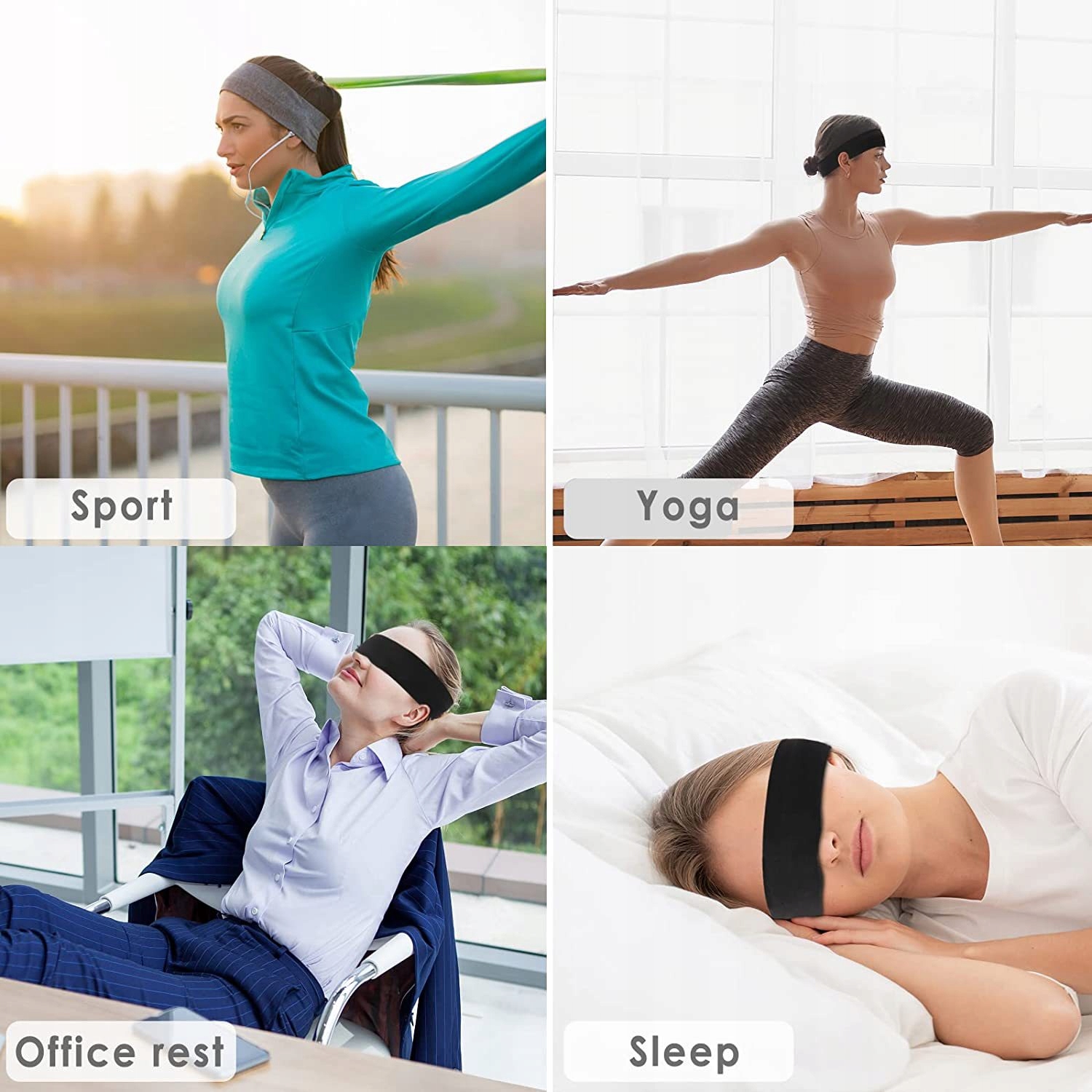 CZARNA OPASKA DO WŁOSÓW GŁOWĘ USZY WĄSKA GŁADKA WŁOSY MATERIAŁOWA Kolor dominujący czarny