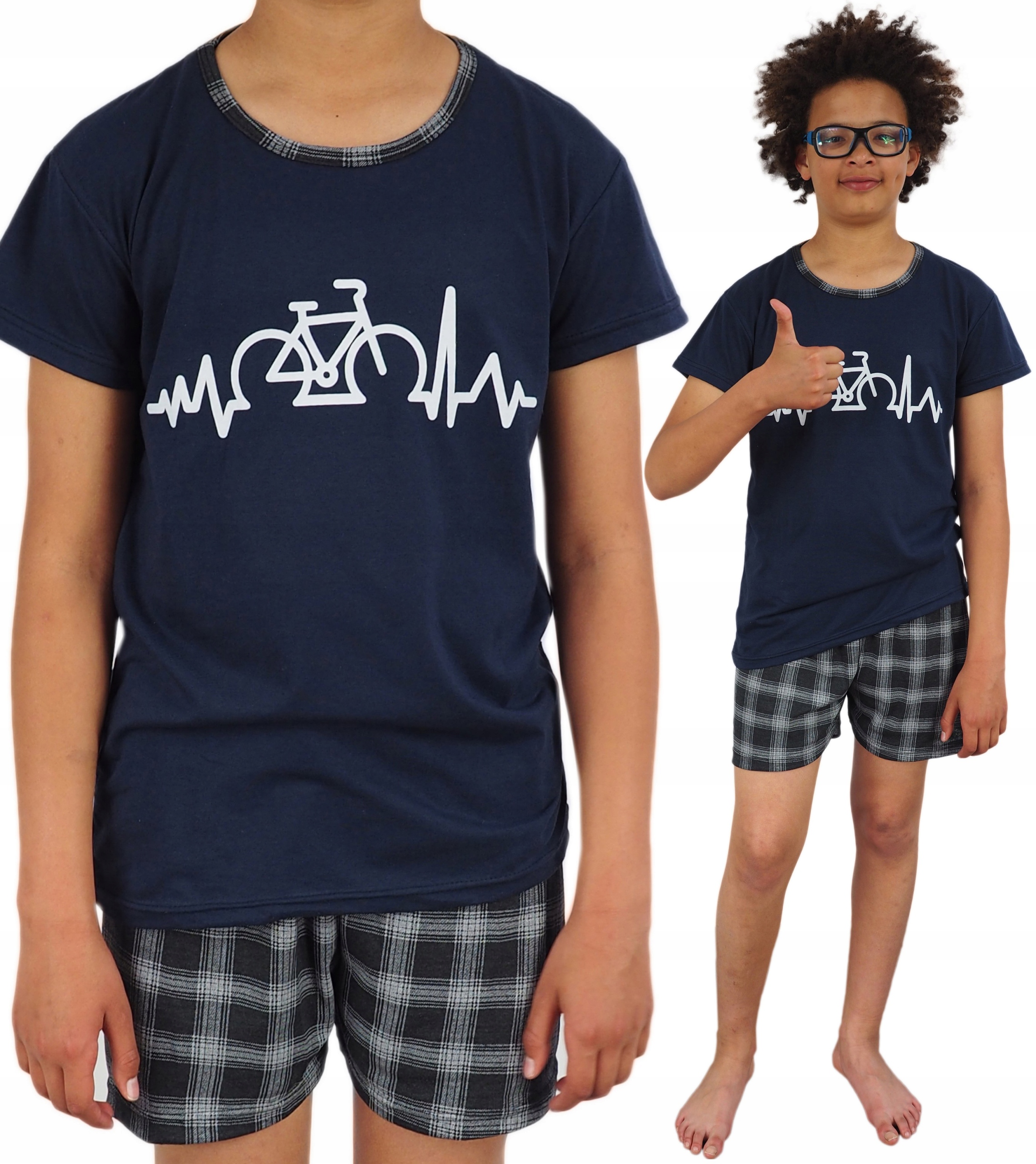 

Piżama Młodzieżowa 158/164 (M) szorty Rower kratka