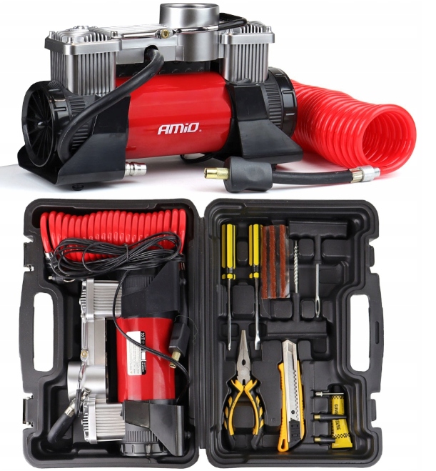 KOMPRESOR DWUTŁOKOWY POMPKA 12V + ZESTAW NAPRAWCZY
