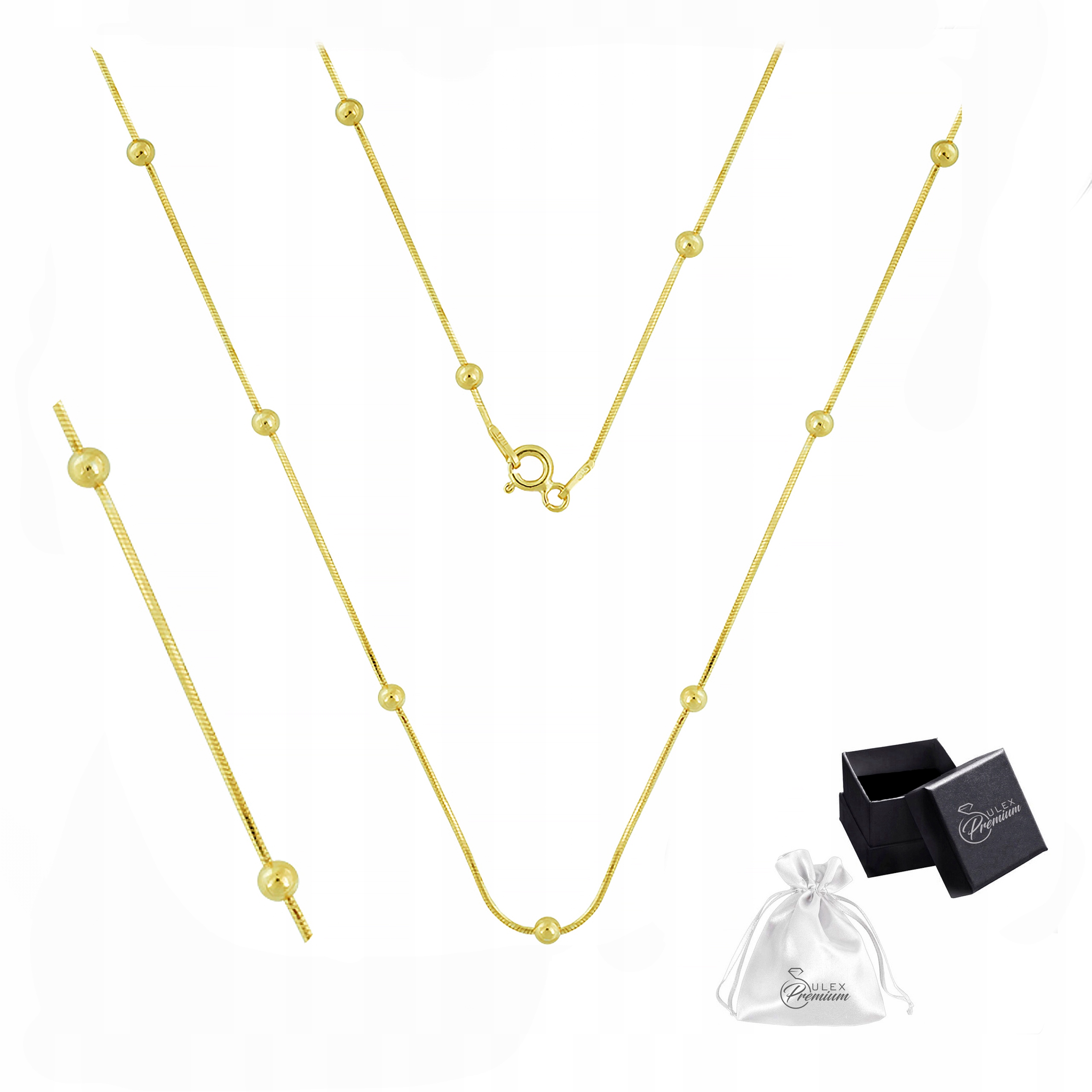 Řetízek stříbro ryzost 925 Zlatá lanka Zmijka s kuličkami pro ni 50 cm