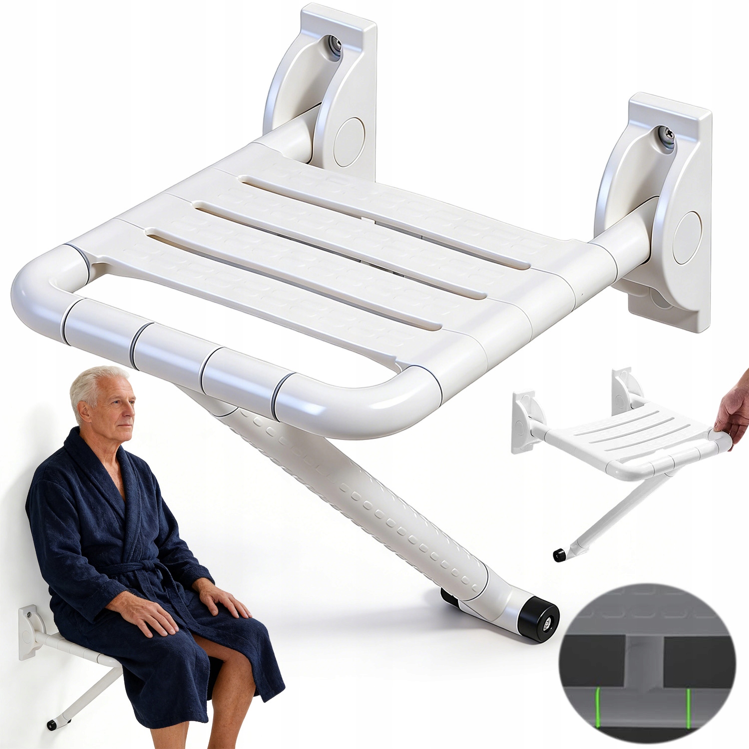 Składane Siedzisko Prysznicowe Pod Prysznic Montaż Na Ścianie Wytrzymały