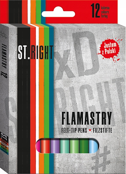 ST.RIGHT FLAMASTRY PISAKI MAZAKI 12 KOLORÓW-3447 EAN (GTIN) 5903235633447