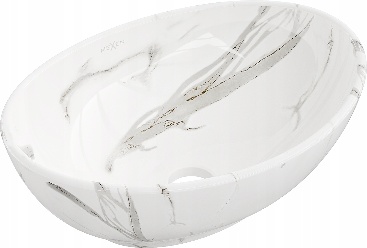 Mexen Elza umyvadlo 40x33 cm, bílá keramika, bez otvorů, lesklý povrch