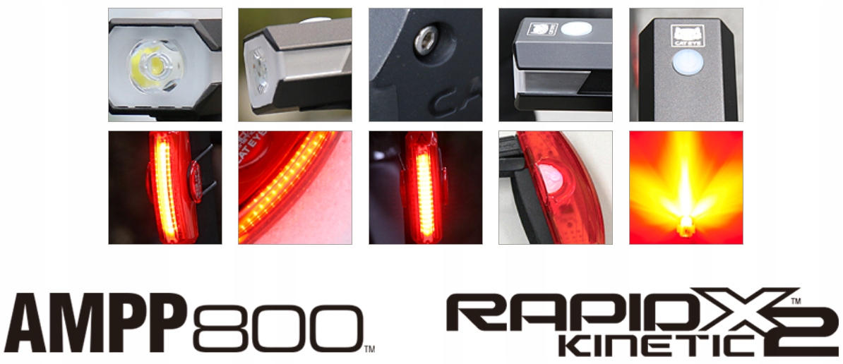 Zestaw lampek CATEYE AMPP 800 / Kinetic X2 USB Kolor dominujący czarny