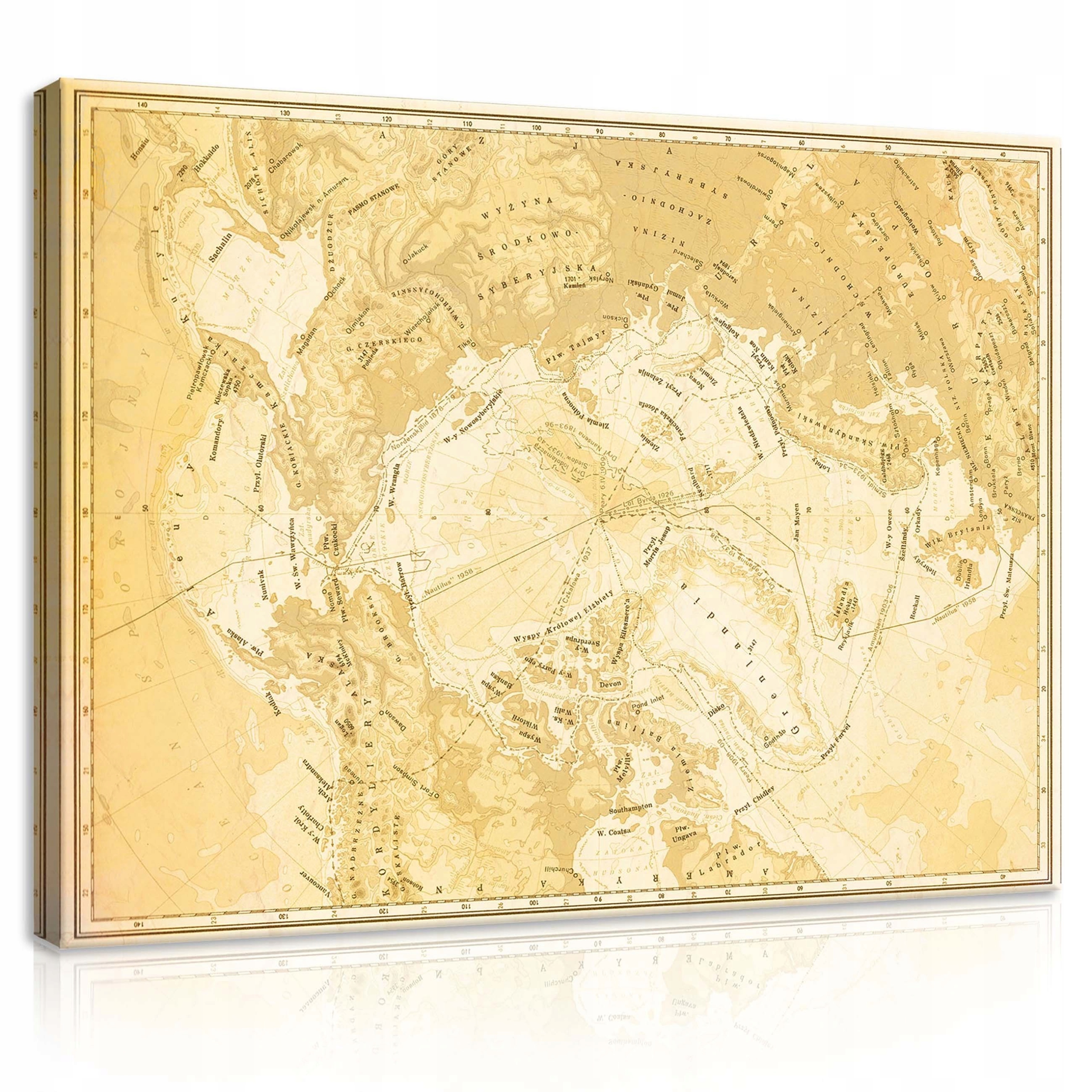 Obraz 100x75 Stará mapa světa Arktida vintage nástěnná dekorace