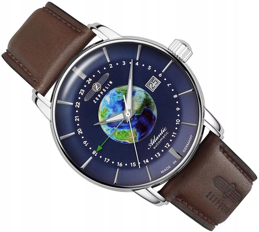 Elegantní Pánské Hodinky Zeppelin 8468-3 Atlantic Automat Gmt Na Opasku