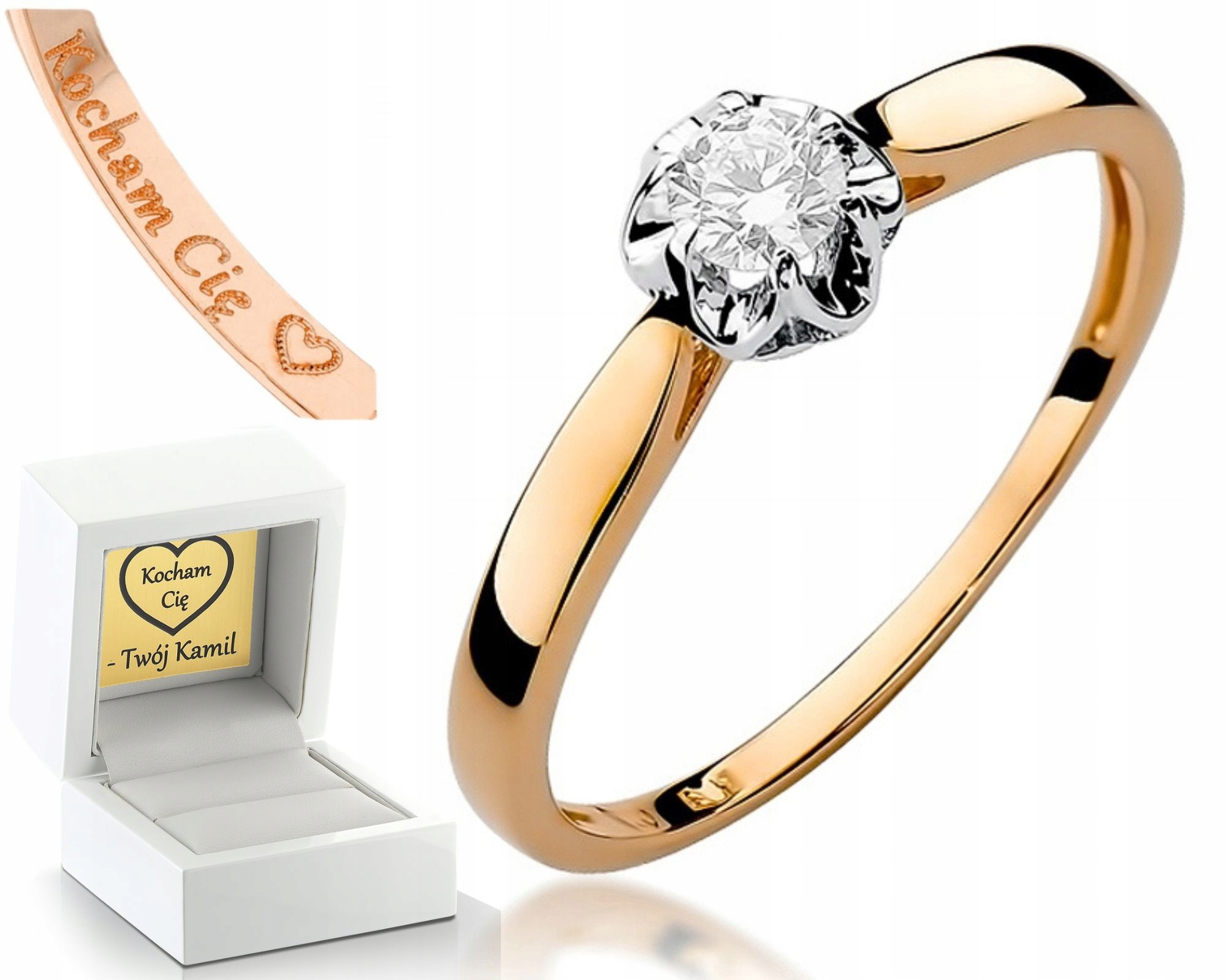 Prstýnek Z Růžového Zlata S Briliantem 0,15 Ct Zásnubní Dárek