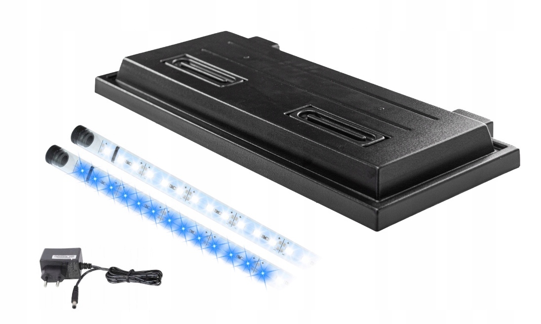 Levně Kryt do akvária 80x35 černý Led osvětlení Bílé Modré