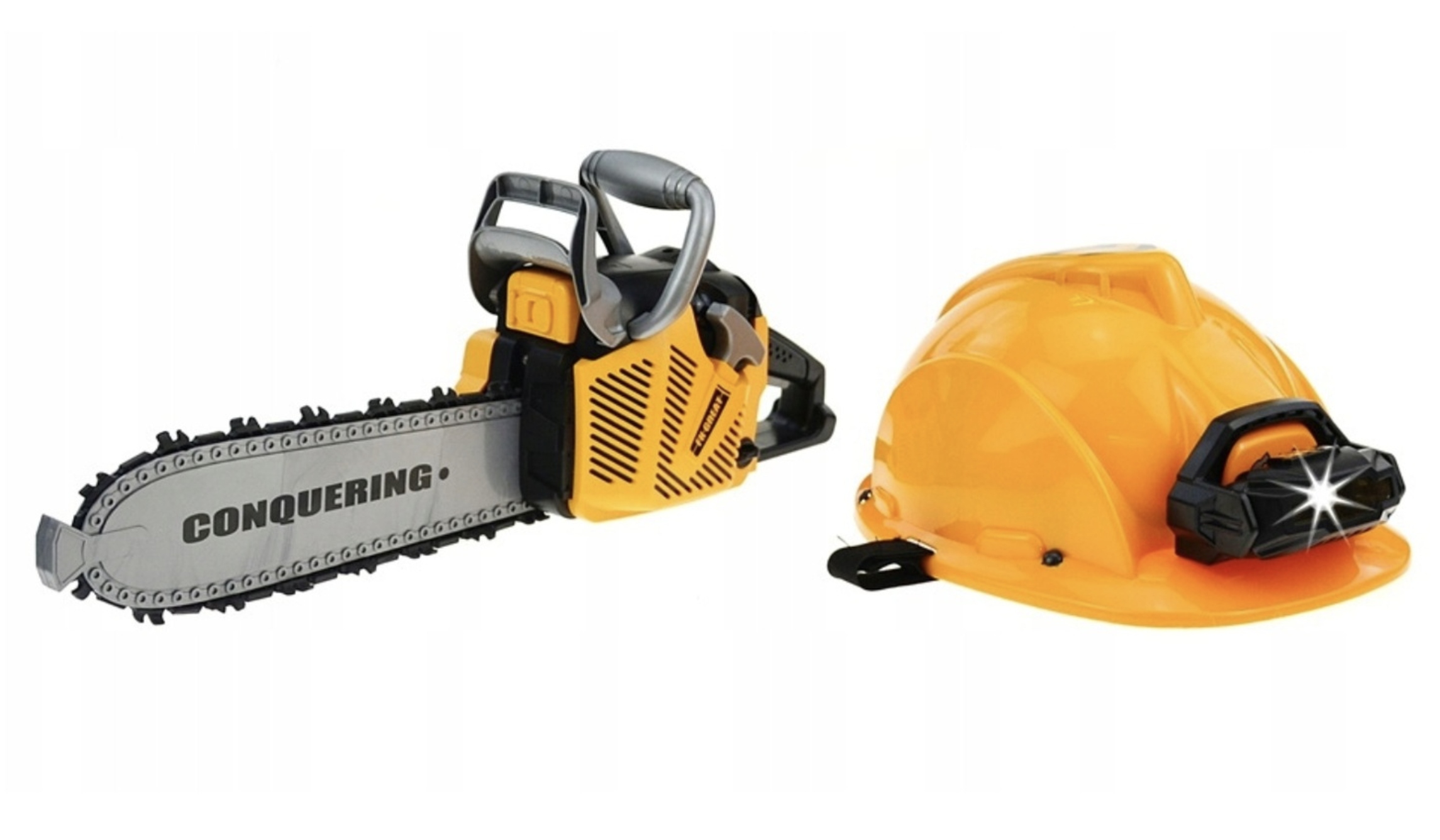 Duża Piła Łańcuchowa spalinowa dzieci ruchomy łańcuch Kask Latarka LED Wysokość produktu 20 cm