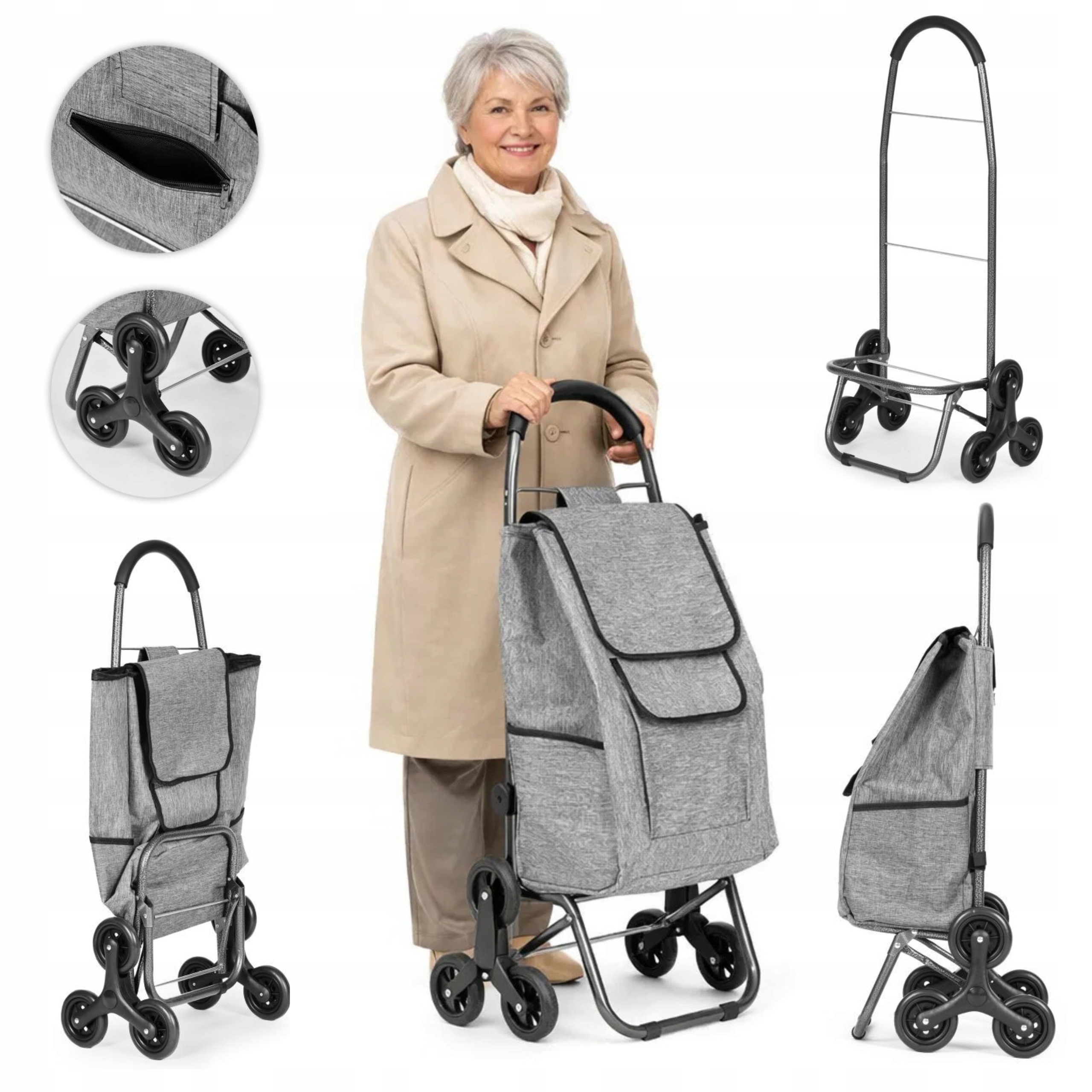 Wózek na zakupy torba na kółkach 33 litry potrójne koła duża pojemność